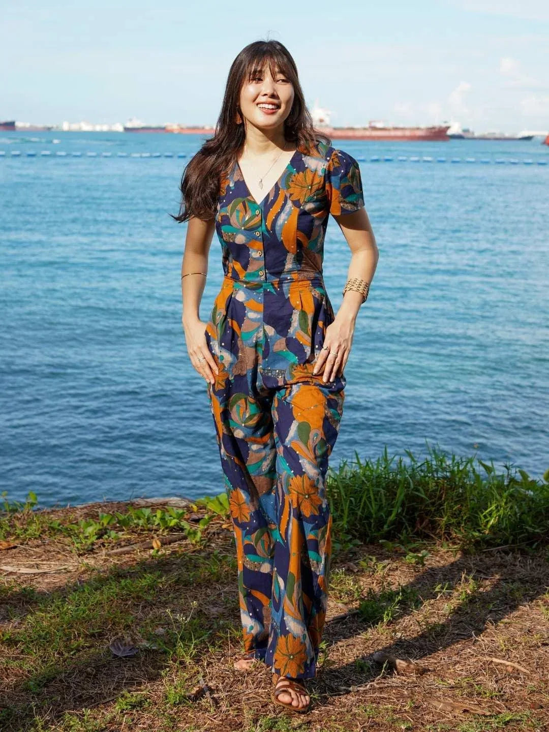 NIMBU | Calypso Women's Jumpsuit In Ocean Mosaic