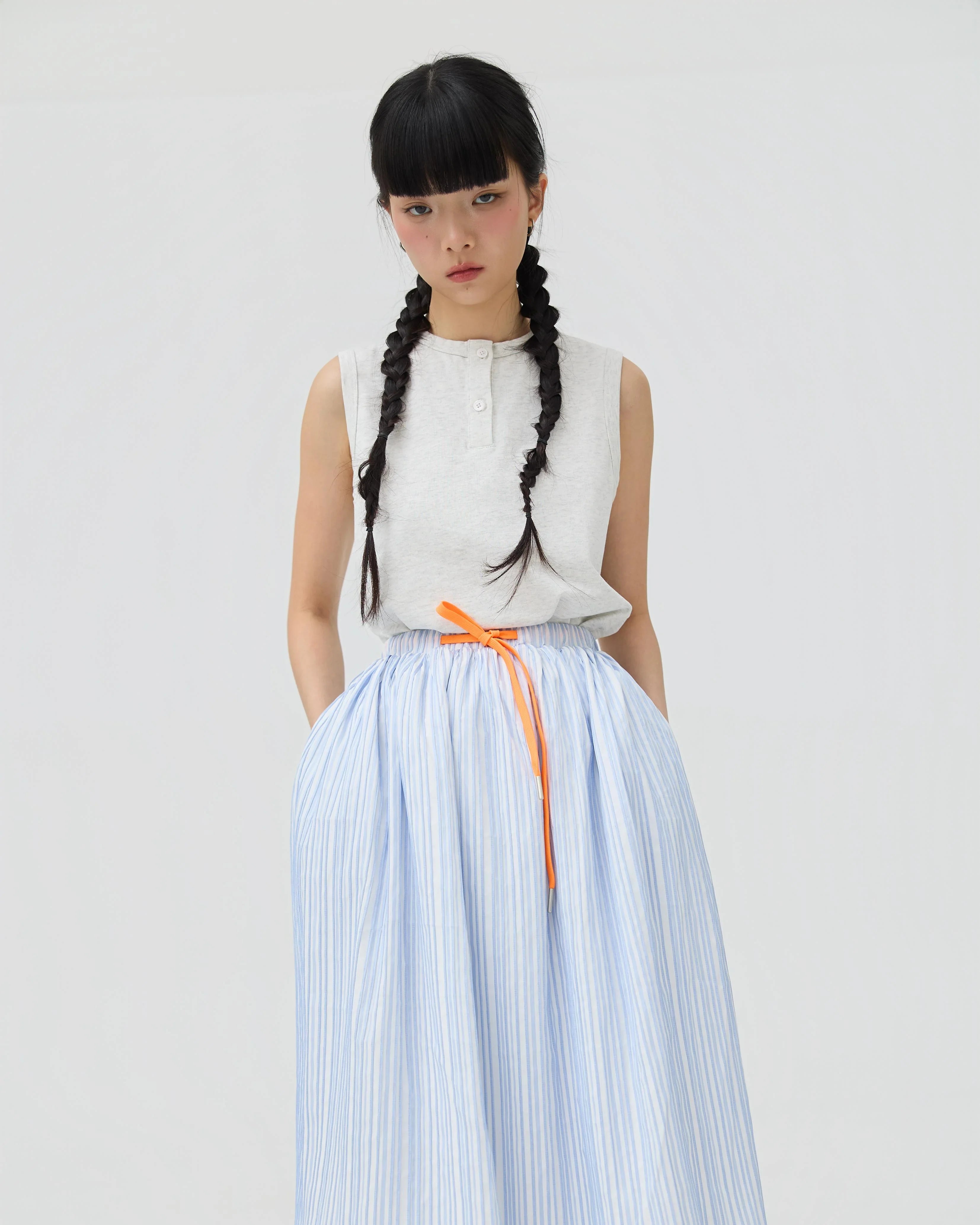 3EIGHTH | Futae Skirt In Blue Seersucker