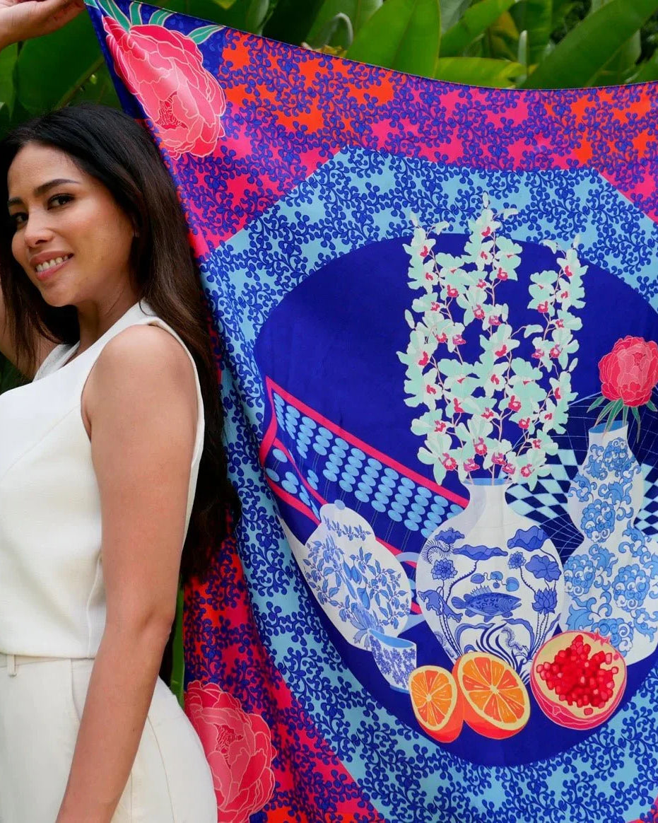 BINARY STYLE | Straits Chinoiserie Premium Silk Scarf