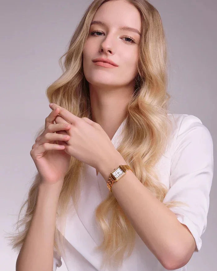 BLACK BY BLUE BRAVE | THCN H· I Eggshell White Dial Gold Bracelet Watch