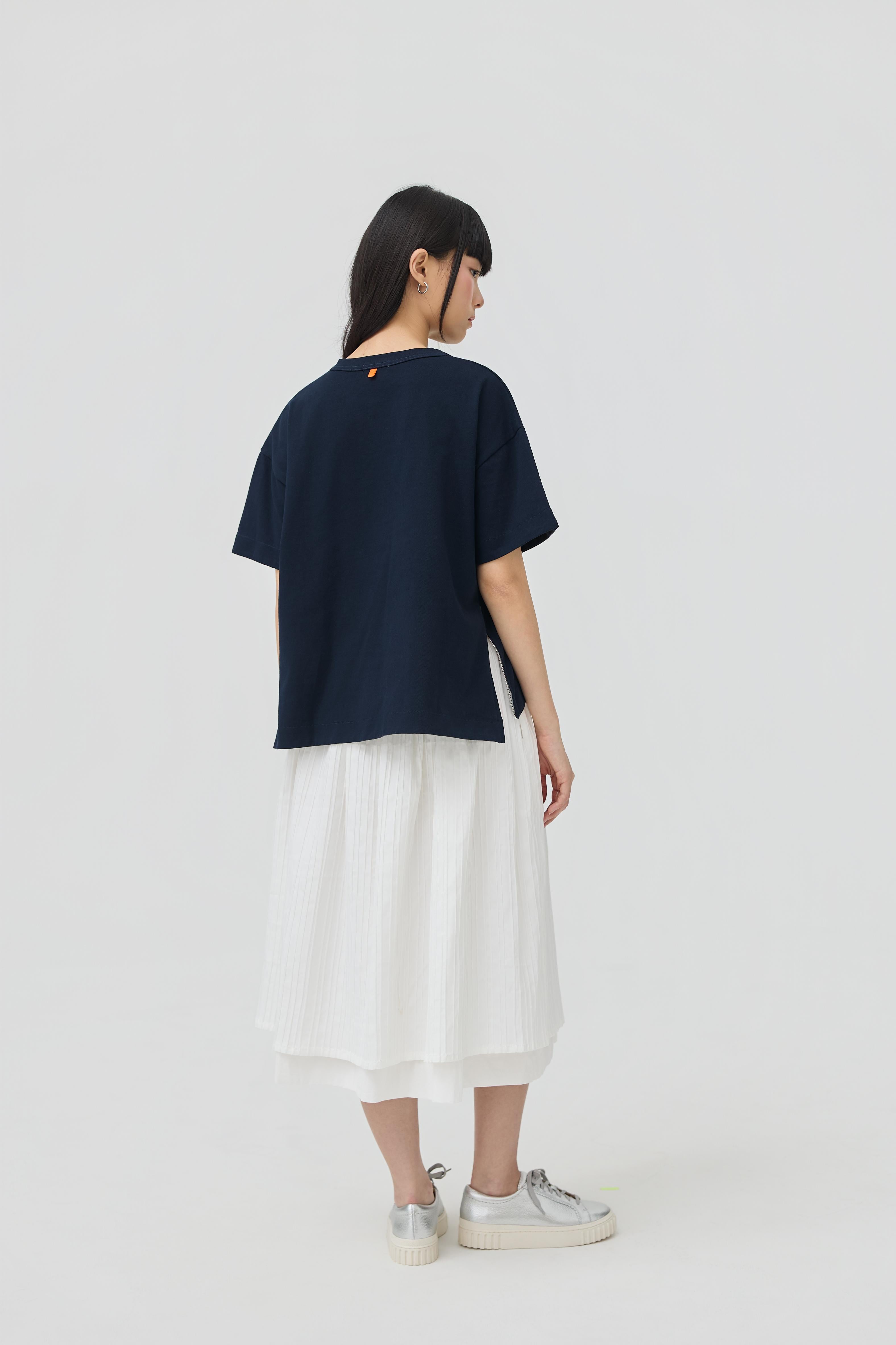 3EIGHTH | Sokko Zip Tee In Navy