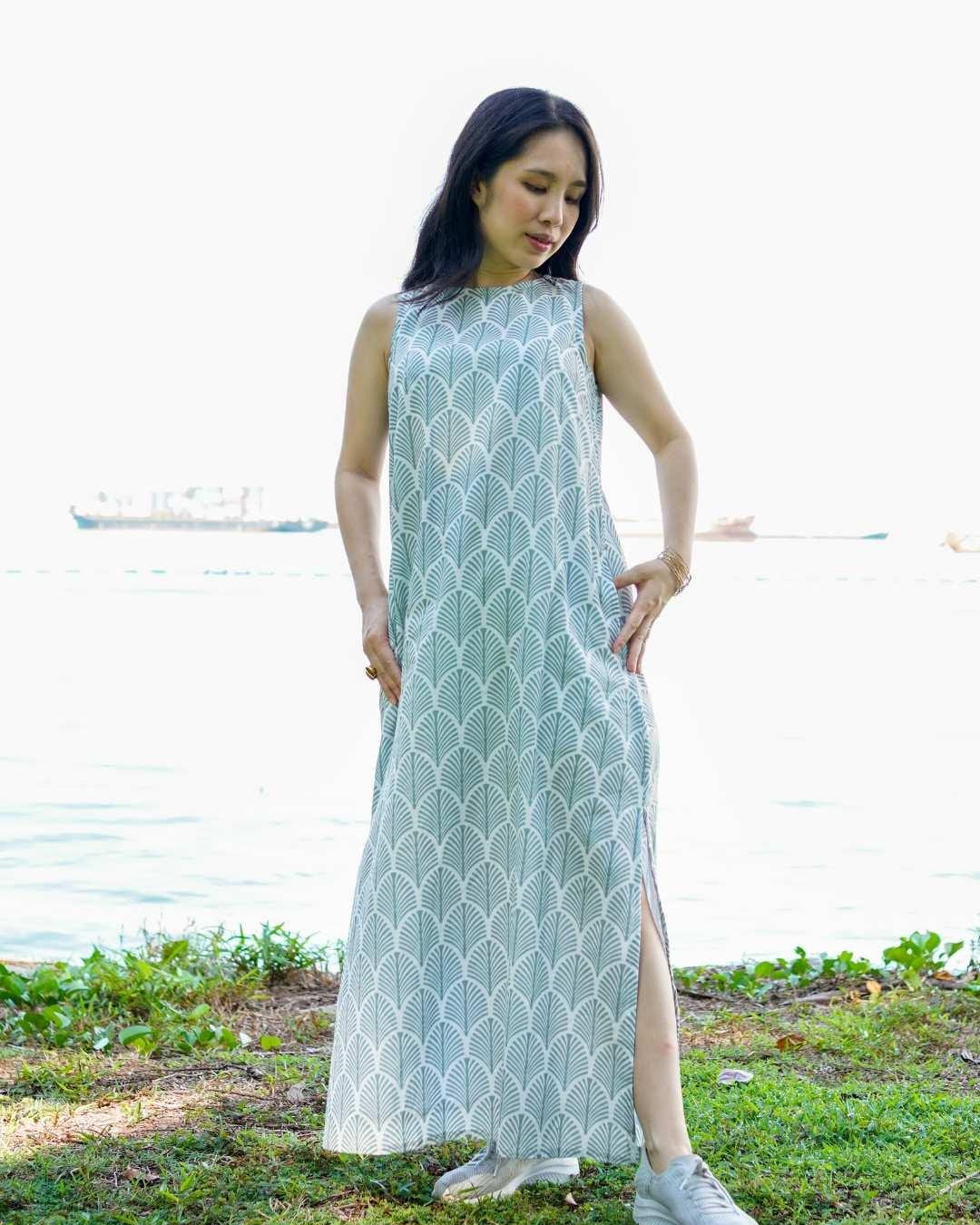 NIMBU | Luna Slit Women's Dress In Blue Shells