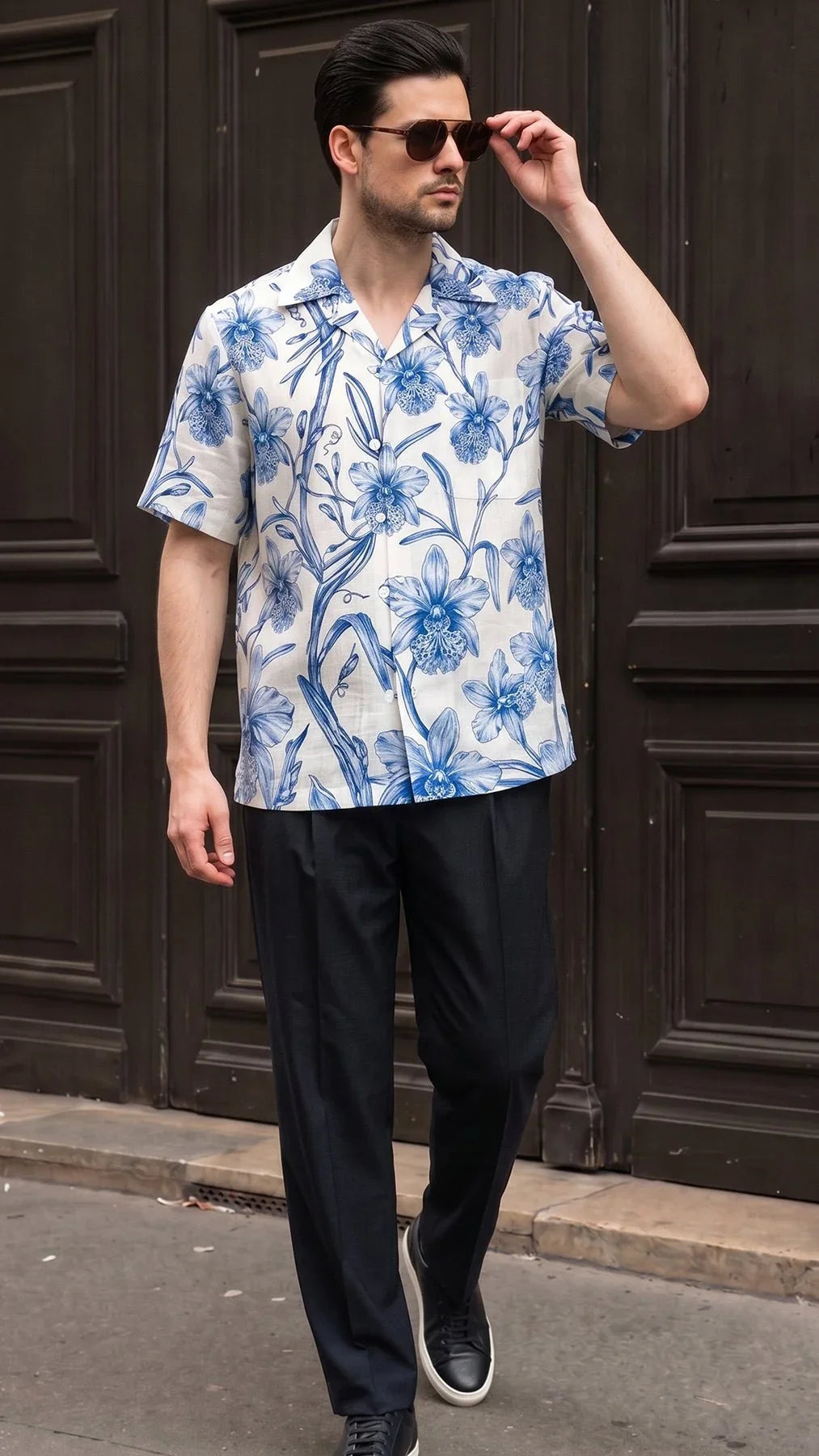 KANZI COLLECTION | Blue Orchid Print Shirt