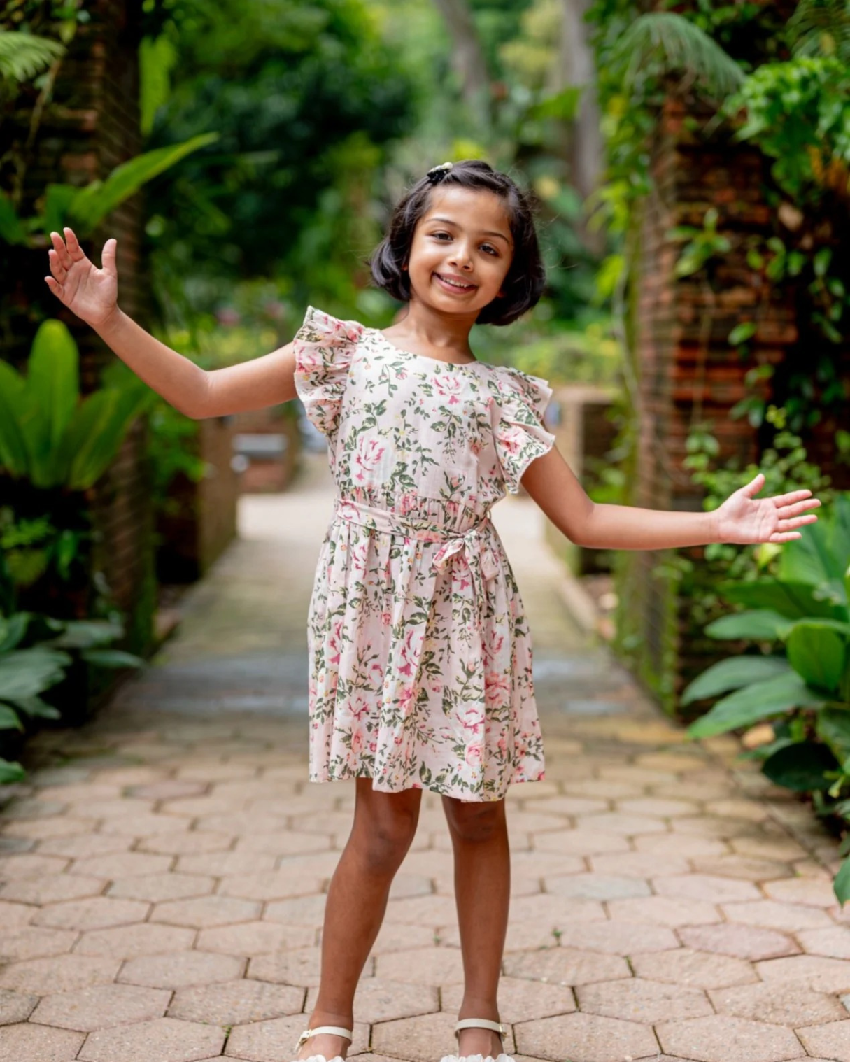 NIMBU | Anna Pink Girls Frilly Frock in Cotton