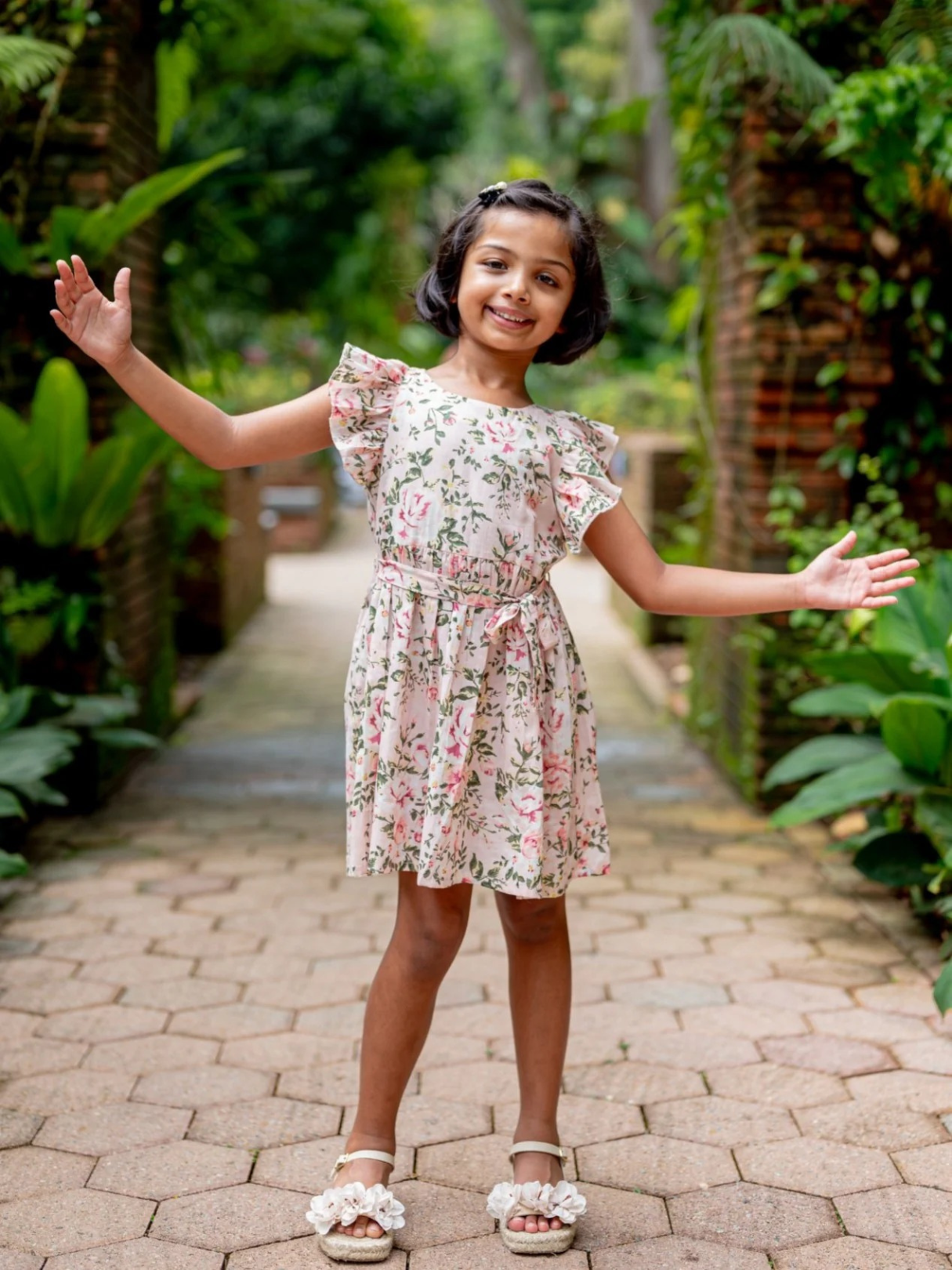 NIMBU | Anna Pink Girls Frilly Frock in Cotton