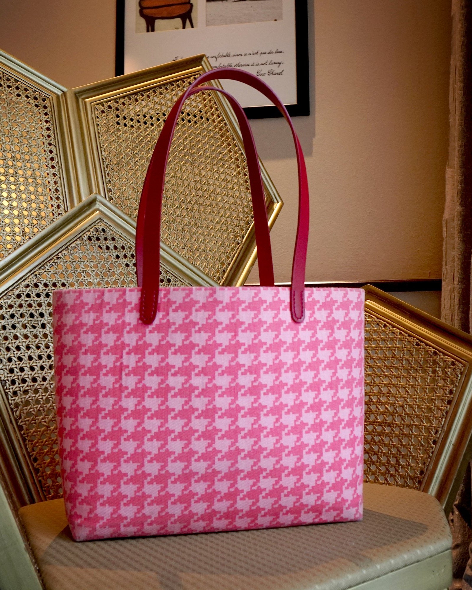 COCOONESE | Zipper Top Tote Bag - Houndstooth Check (PK)