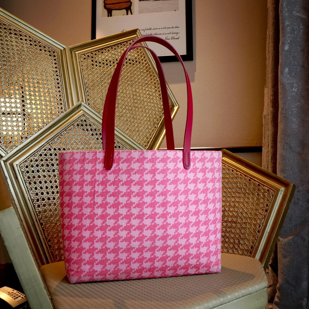 COCOONESE | Zipper Top Tote Bag - Houndstooth Check (PK)