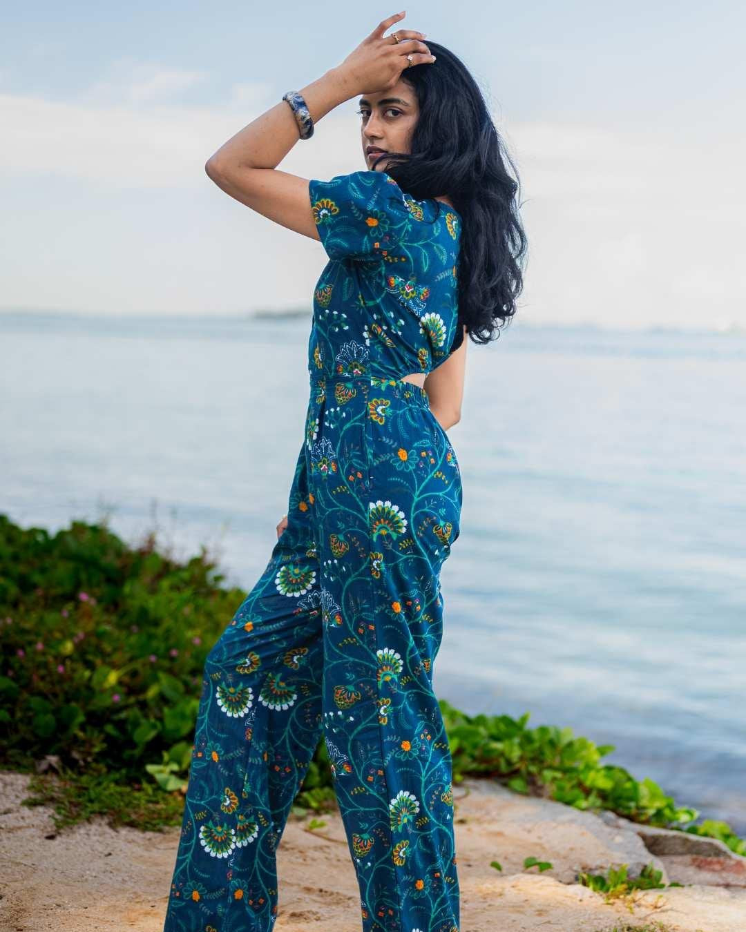 NIMBU | Calypso Women's Jumpsuit In Forest Blue