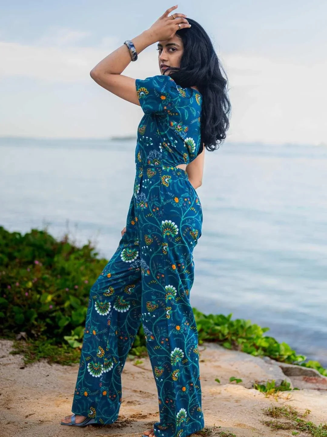 NIMBU | Calypso Women's Jumpsuit In Forest Blue