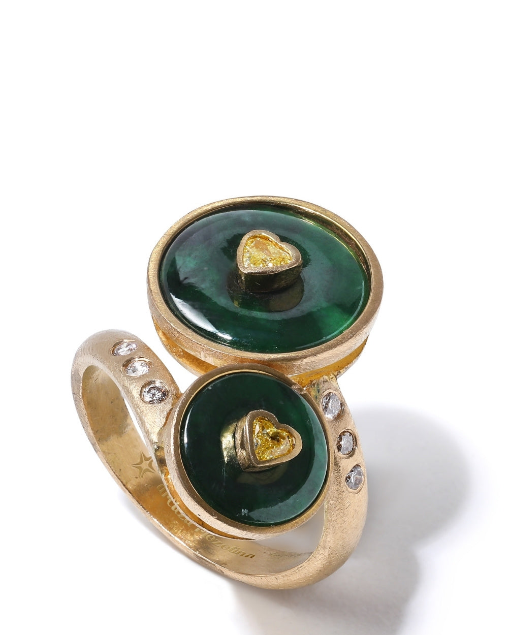 CREATIVE JEWELLERY STUDIO | 18k Gold Jadeite & Diamond "Toi-et-Moi" Ring by Arcaza Riezelina