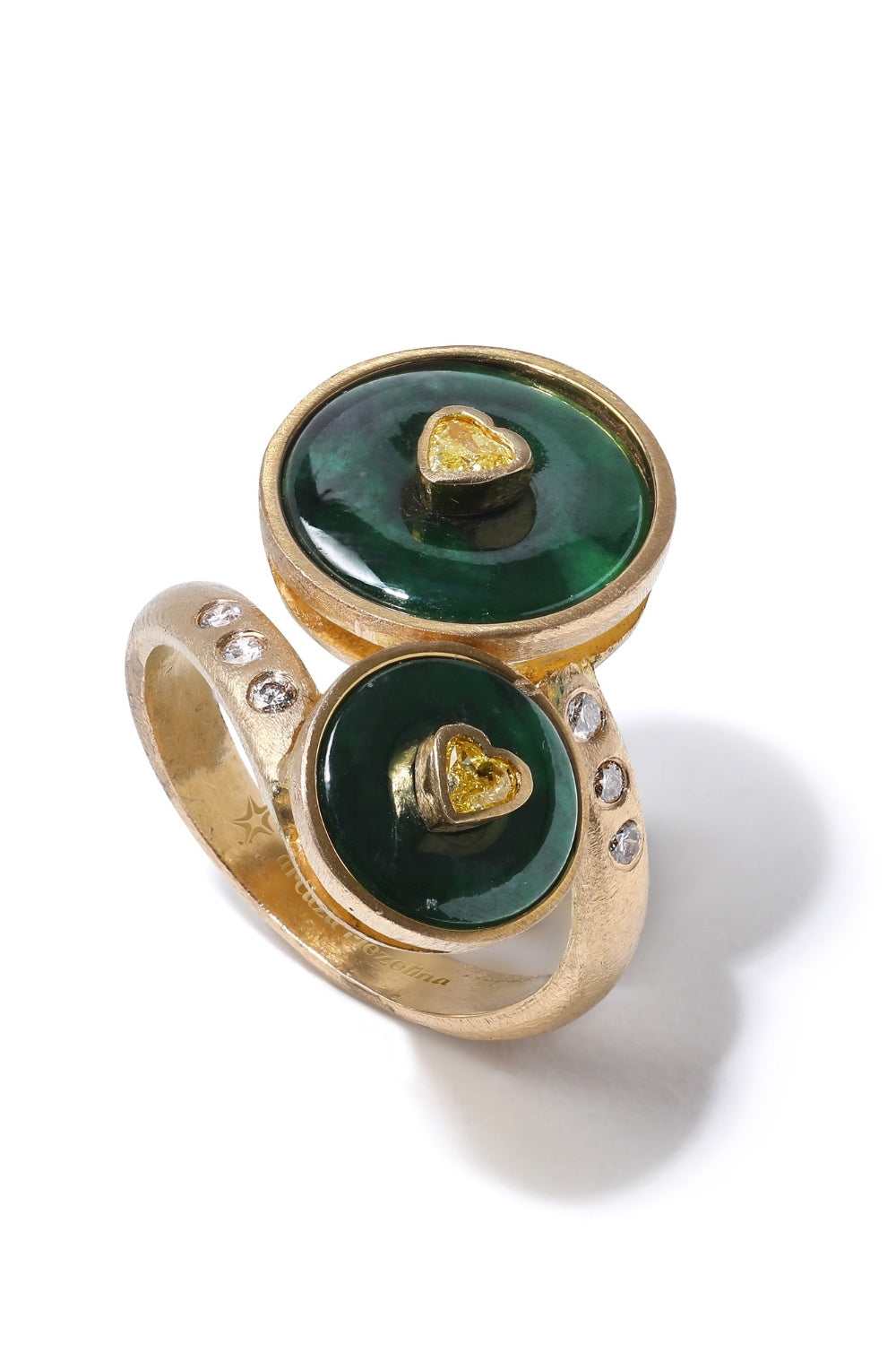 CREATIVE JEWELLERY STUDIO | 18k Gold Jadeite & Diamond "Toi-et-Moi" Ring by Arcaza Riezelina