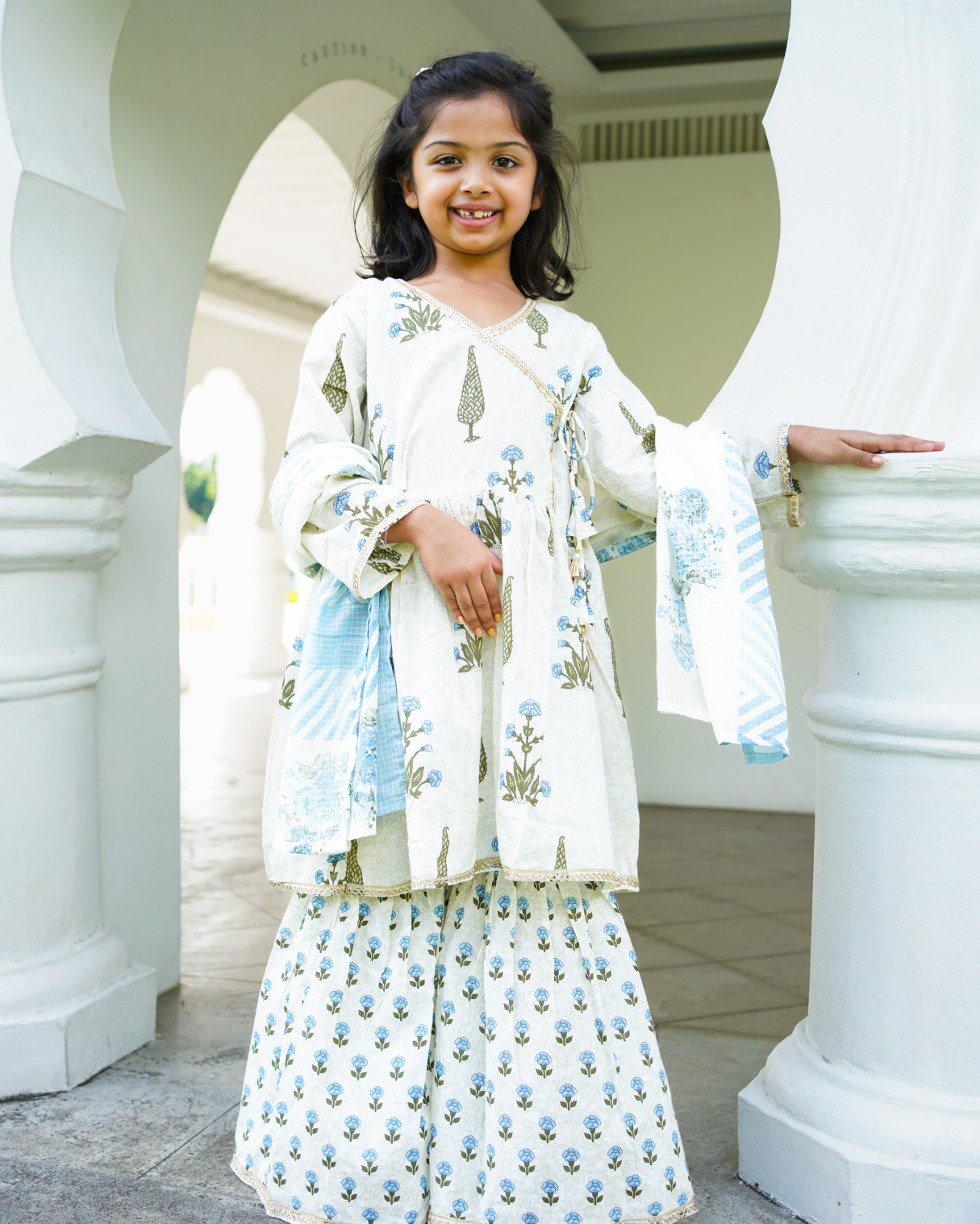 NIMBU | Shaheen Blue Angarkha Sharara