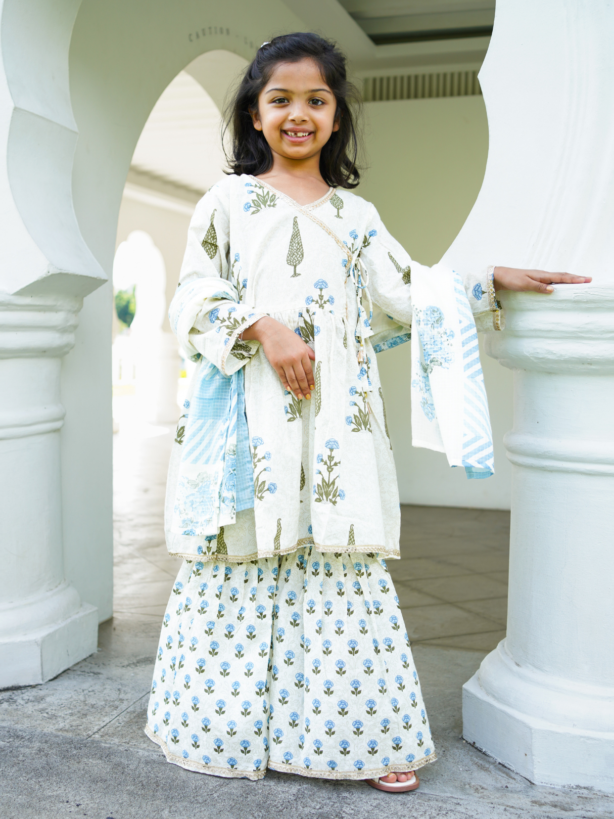 NIMBU | Shaheen Blue Angarkha Sharara