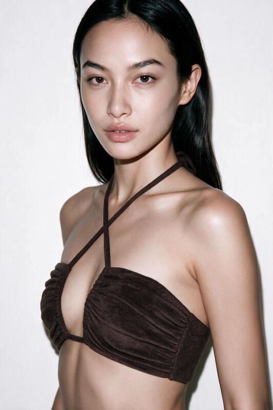 HAI THE LABEL | Teddy Bear Drawstring Criss-Cross Bandeau Top - Jellyboo Brown