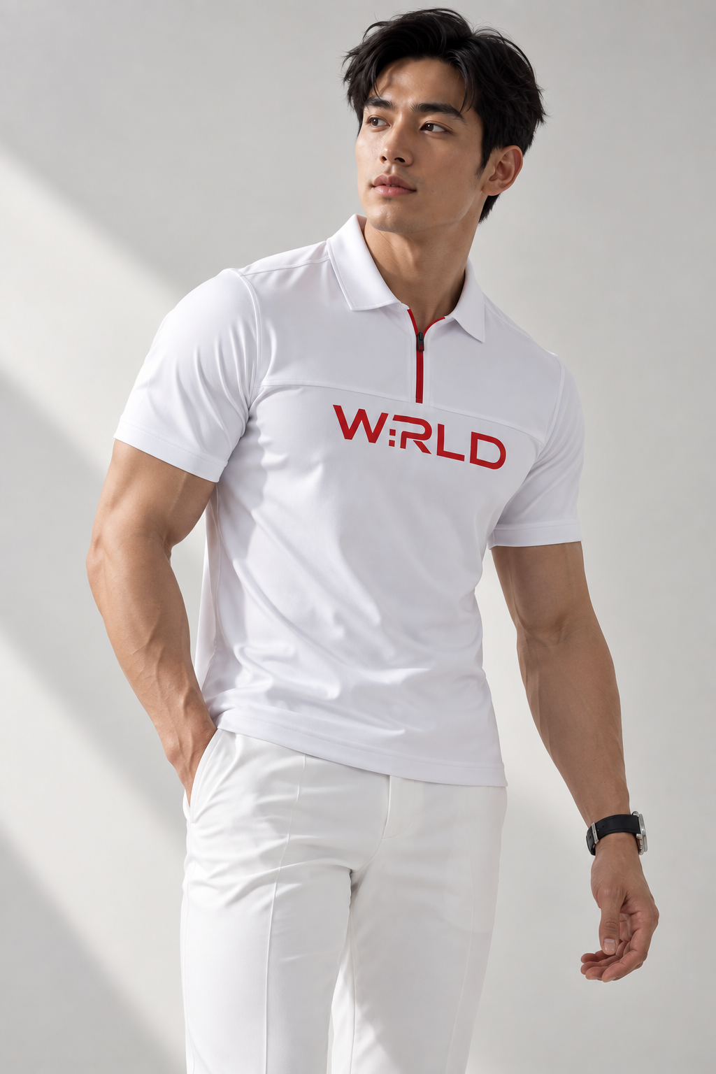 WRLD | LOGOIST ZIP POLO | WHITE