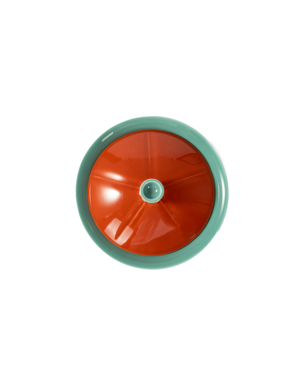 CRAFILAB | Brick Red & Turquoise Bamboo Hat Lidded Bowl