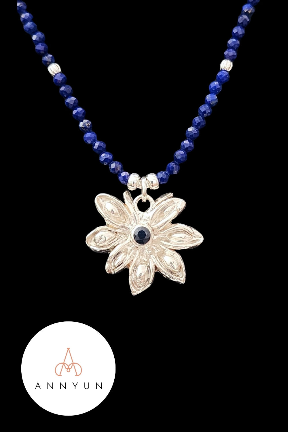 CREATIVE JEWELLERY STUDIO | Blue Sapphire & Lapis Lazuli, Silver Star Anise Pendant Necklace by Annyun
