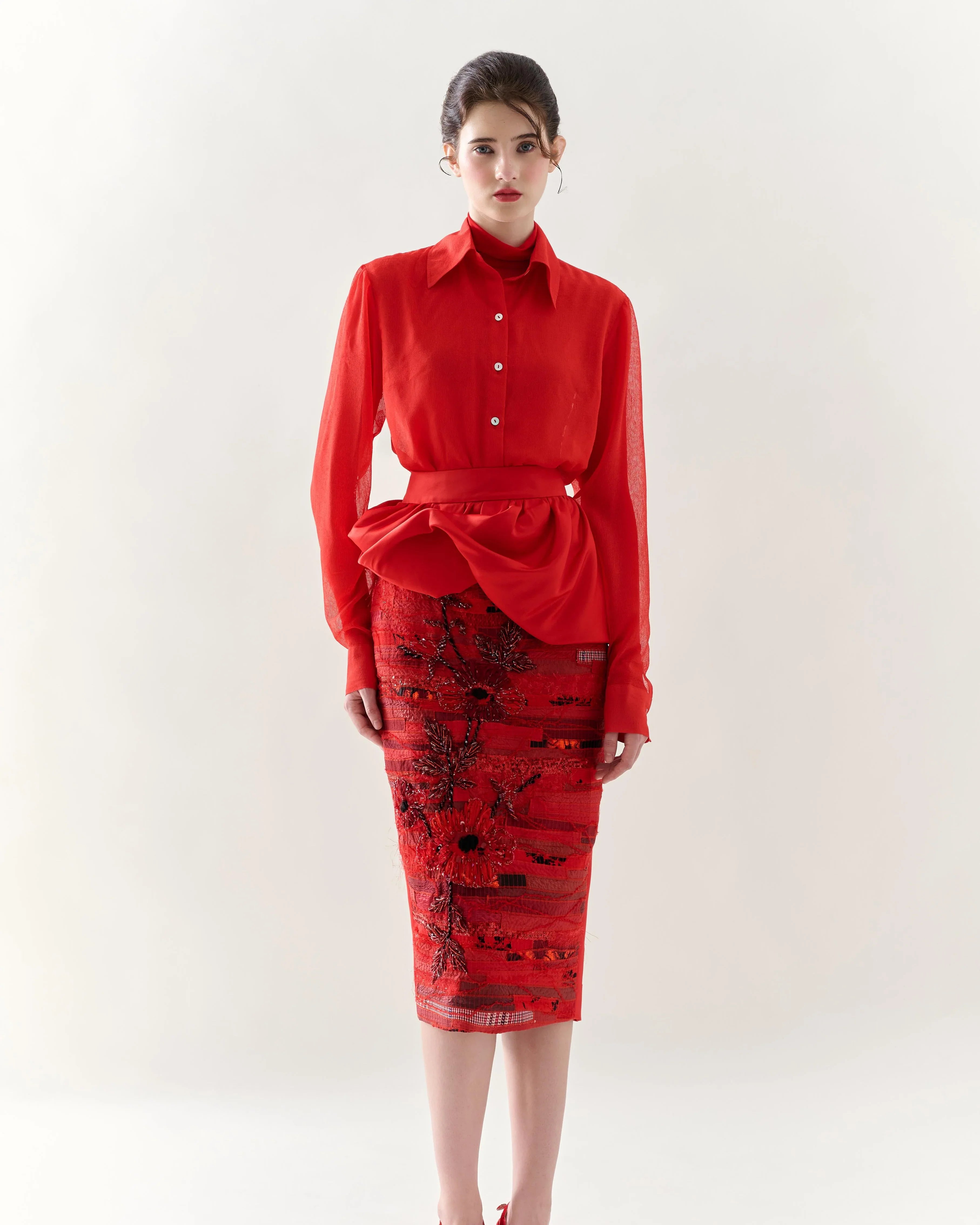 KHAAR | Scarlet Peplum Skirt
