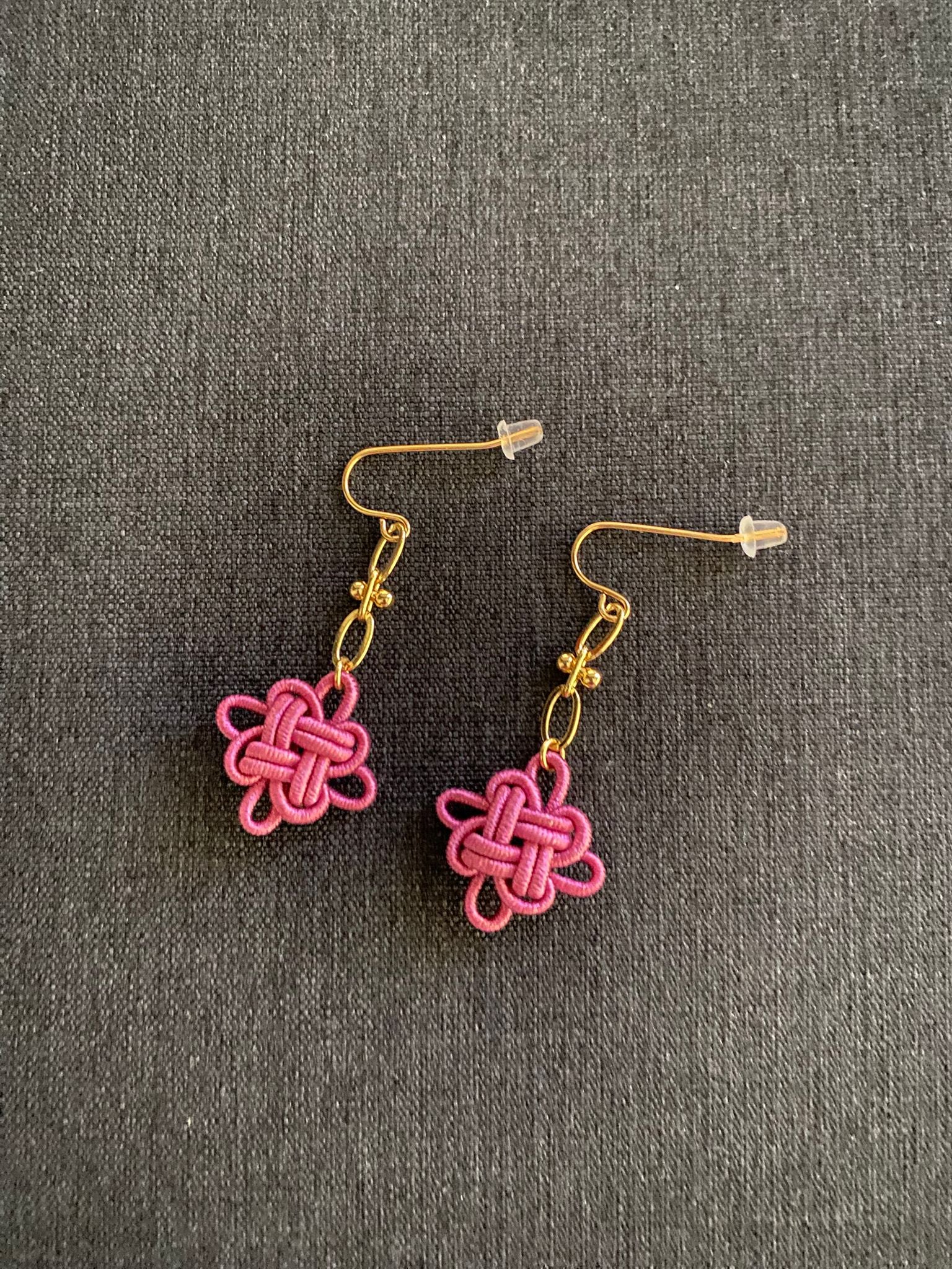 THE ANTECEDENT STORE | Minimalist Auspicious Knots - Pink Earrings