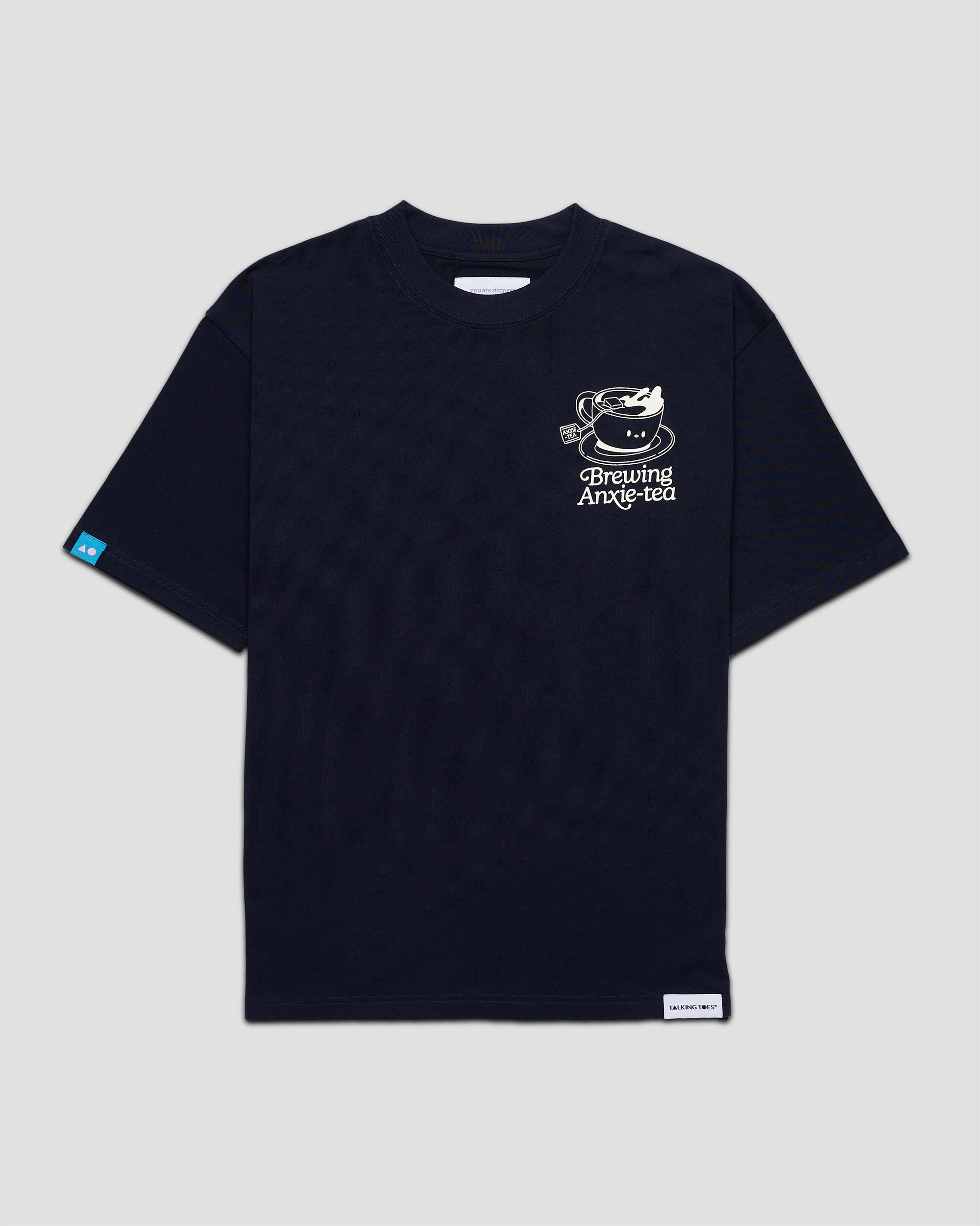 TALKING TOES | Brewing Anxie-Tea Oversized Tee - Space Blue