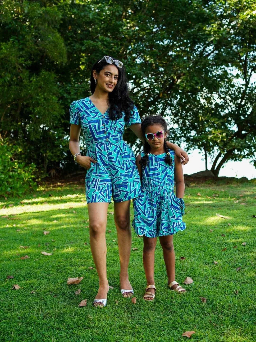 NIMBU | Nixi Women's Playsuit In Geometric Blue