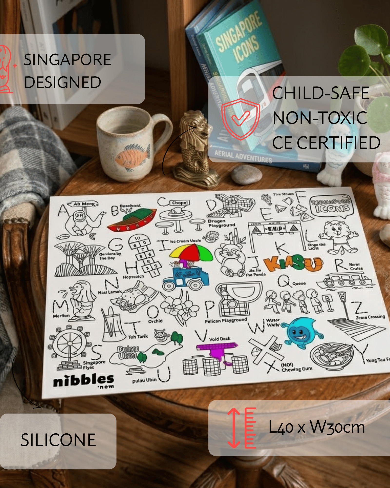 NOM | Nibbles by Nom SG Icons Silicone Colouring Mat