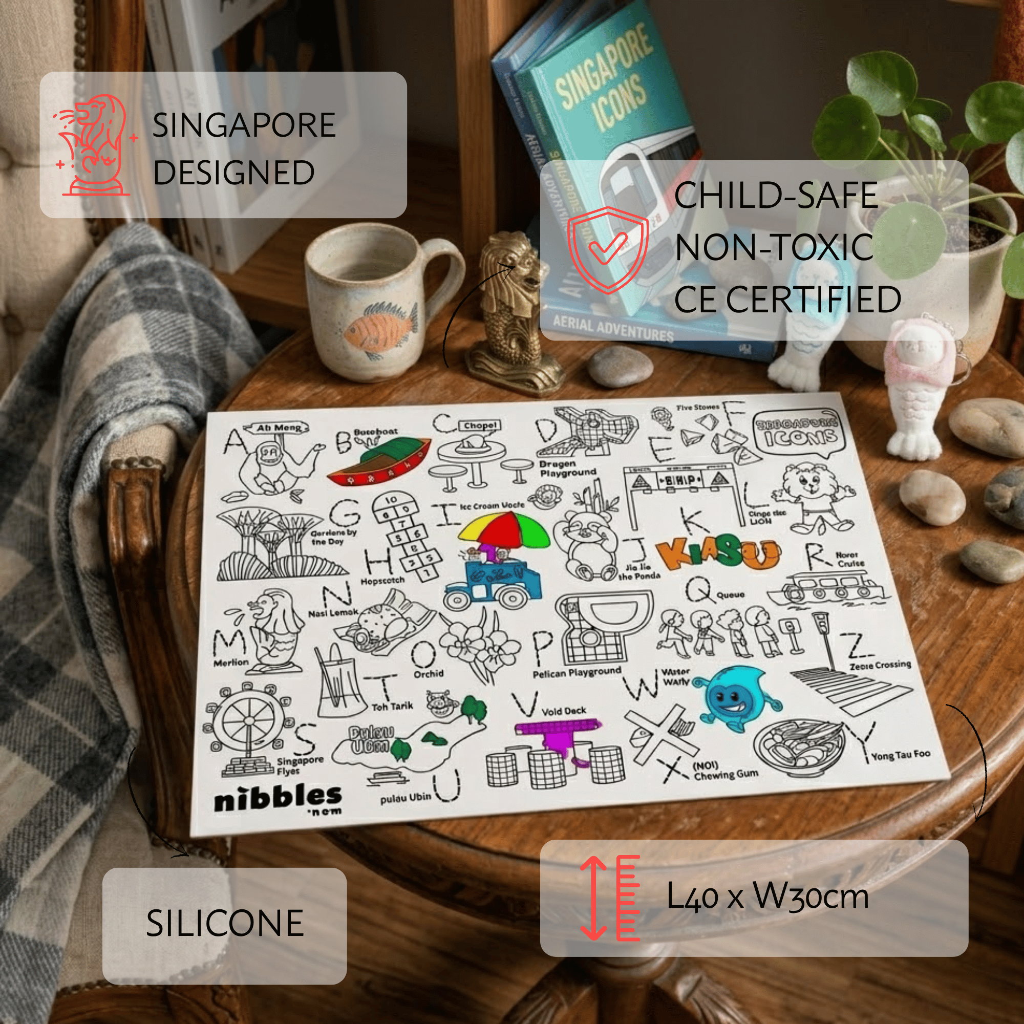 NOM | Nibbles by Nom SG Icons Silicone Colouring Mat