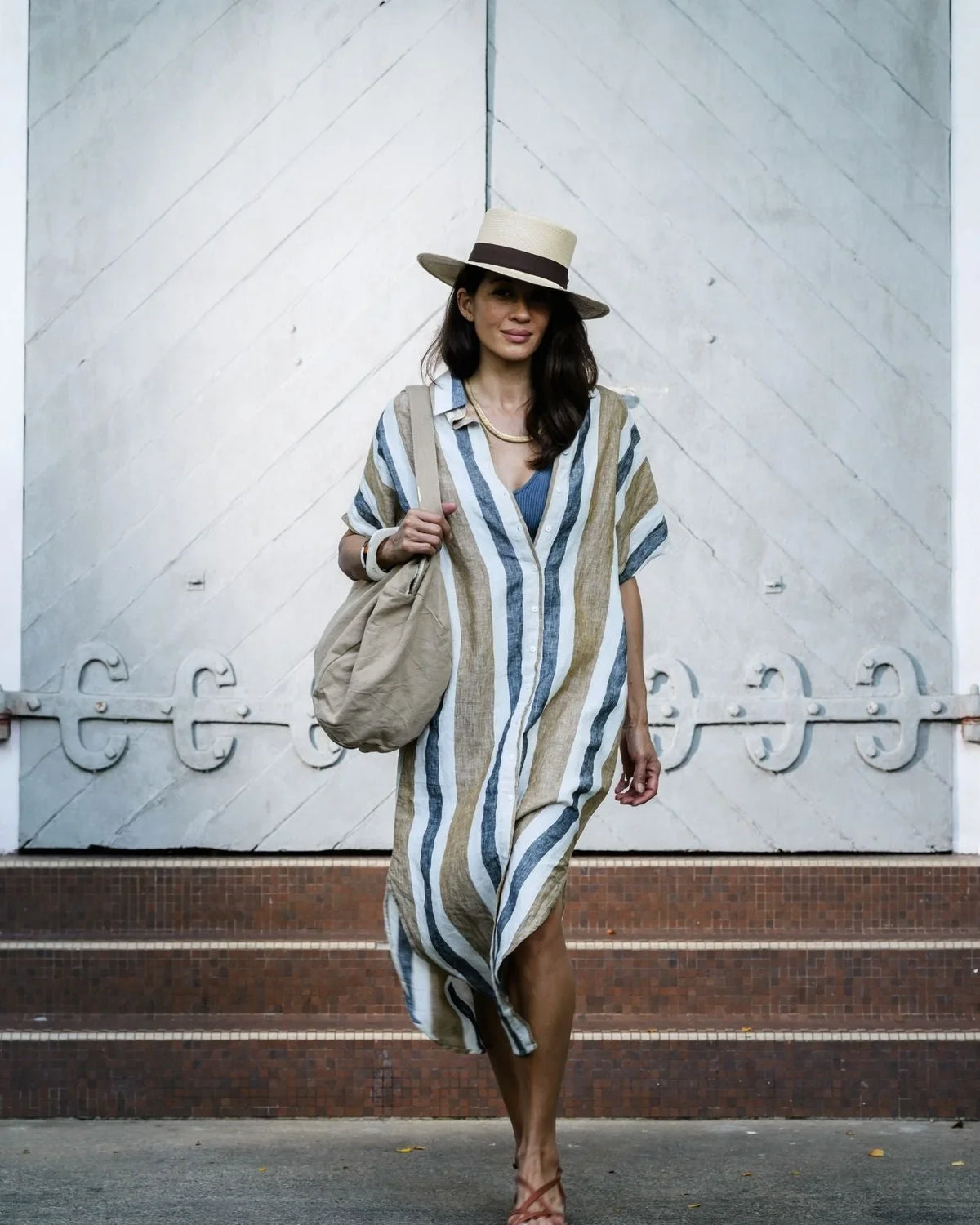 EDITION LIMITEE SINGAPORE | Shirt Dress Long | Charcoal Stripes