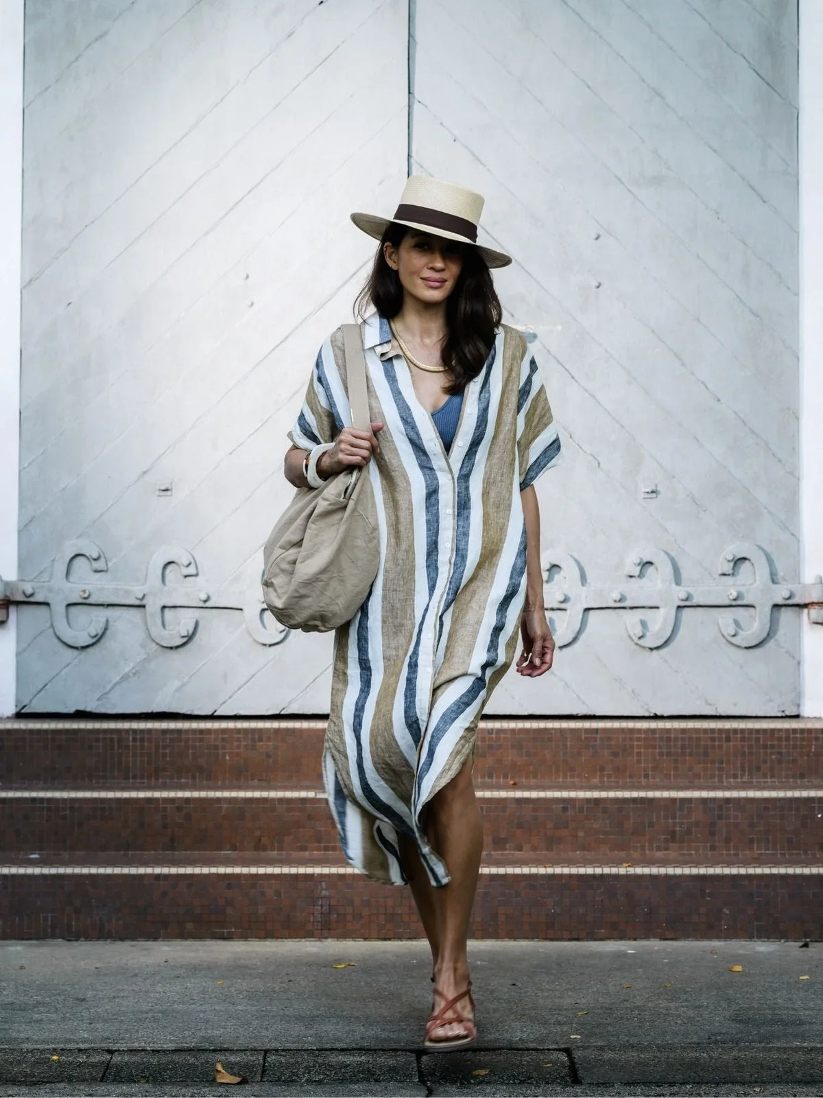EDITION LIMITEE SINGAPORE | Shirt Dress Long | Charcoal Stripes