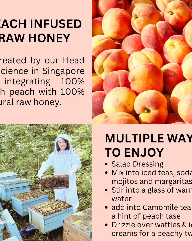 HIVES KEEPER | Infused Raw Honey (with Gift Box) - Peach Infused Raw Honey
