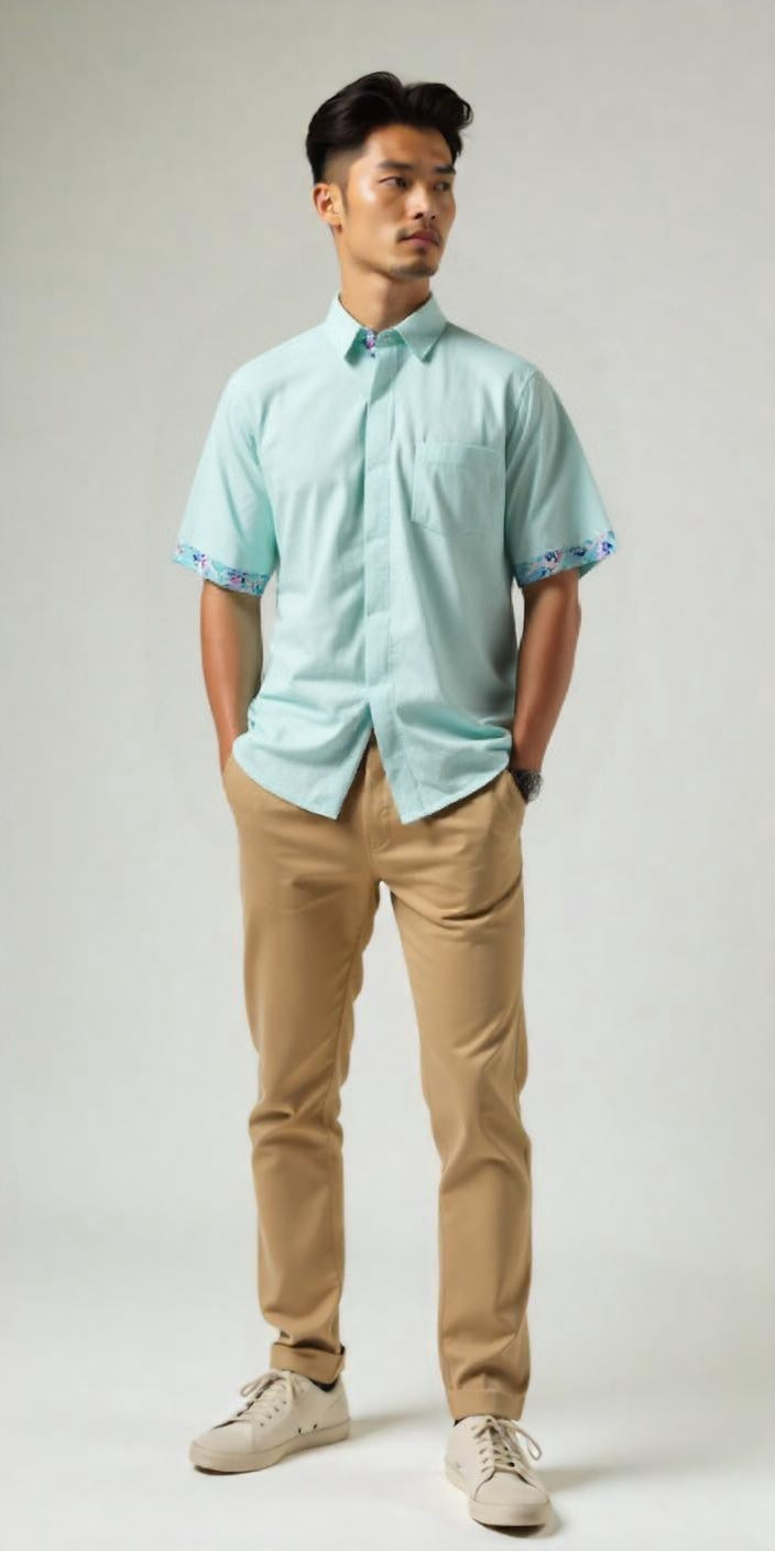 ANS.EIN | MINT Man Shirt With Point Collar In Chinese Floral