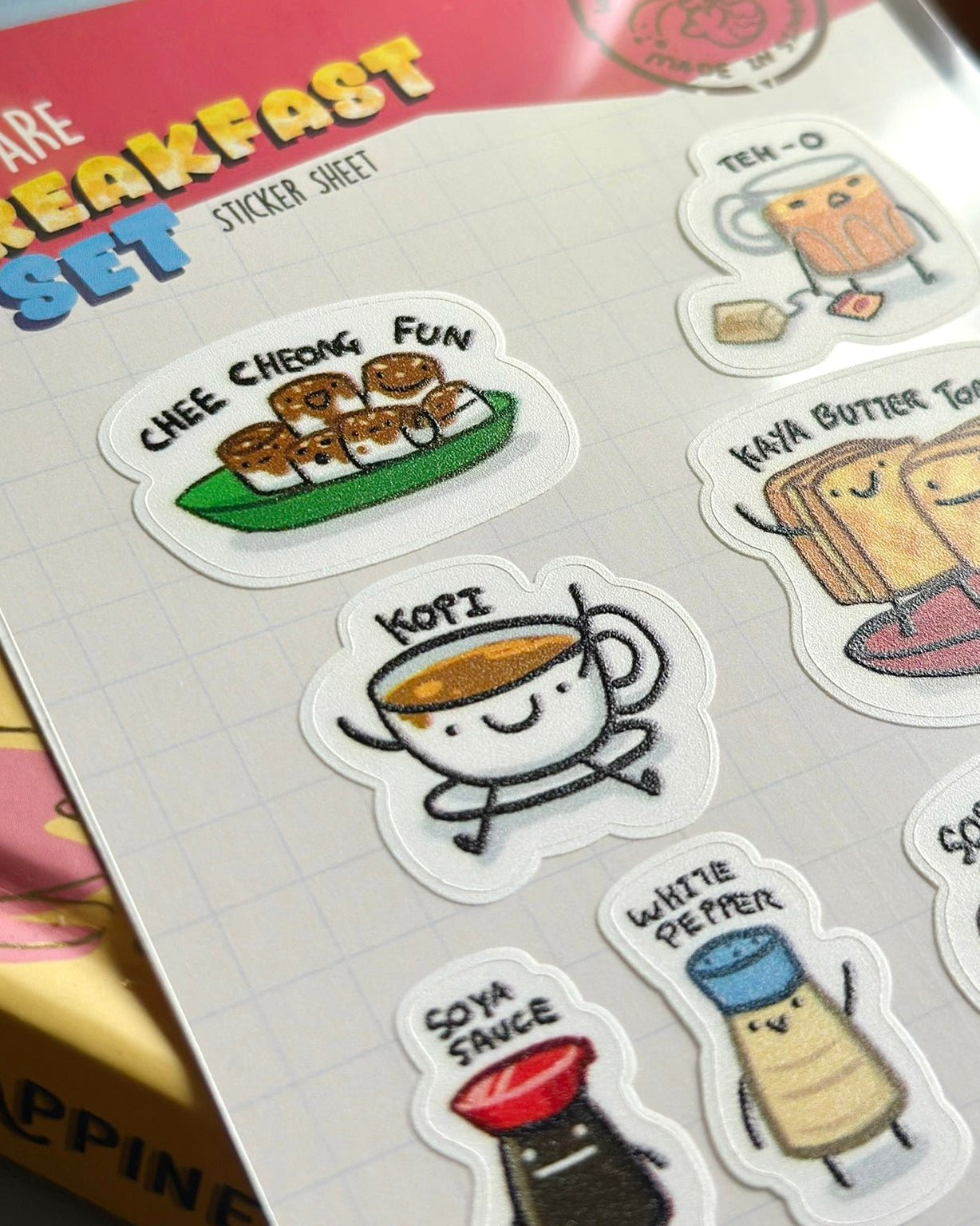 NOM | NOM x BearlyCaffeinated Breakfast Set And Kueh Sticker Sheet