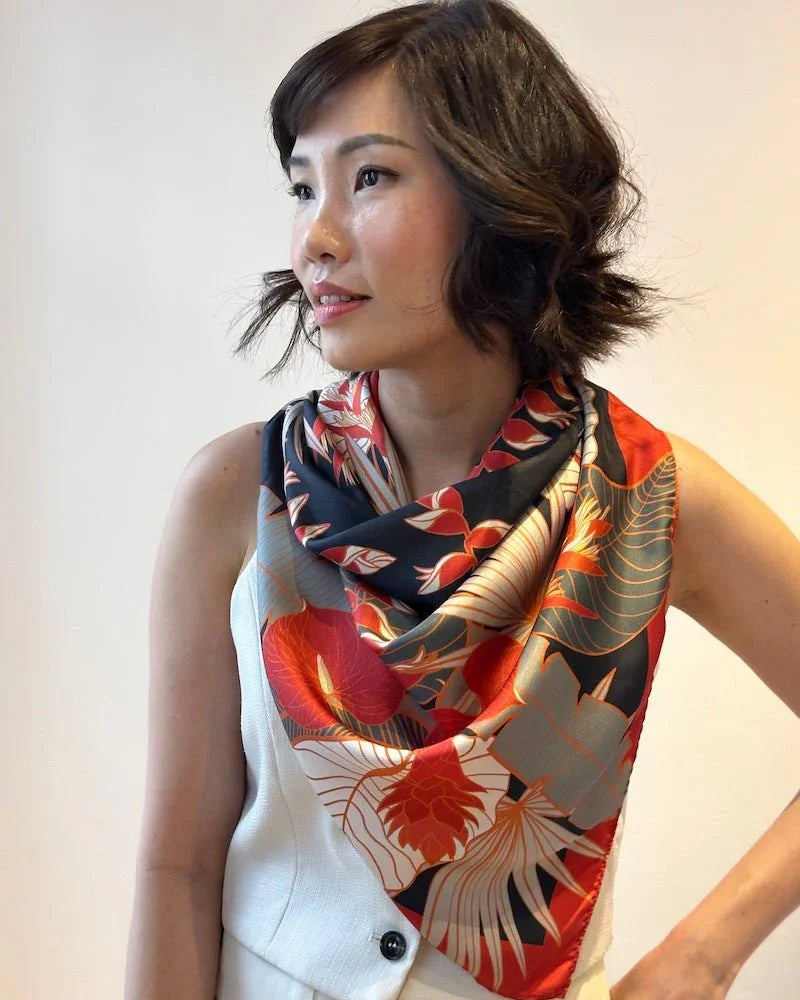BINARY STYLE | Tropical Party Silk Scarf