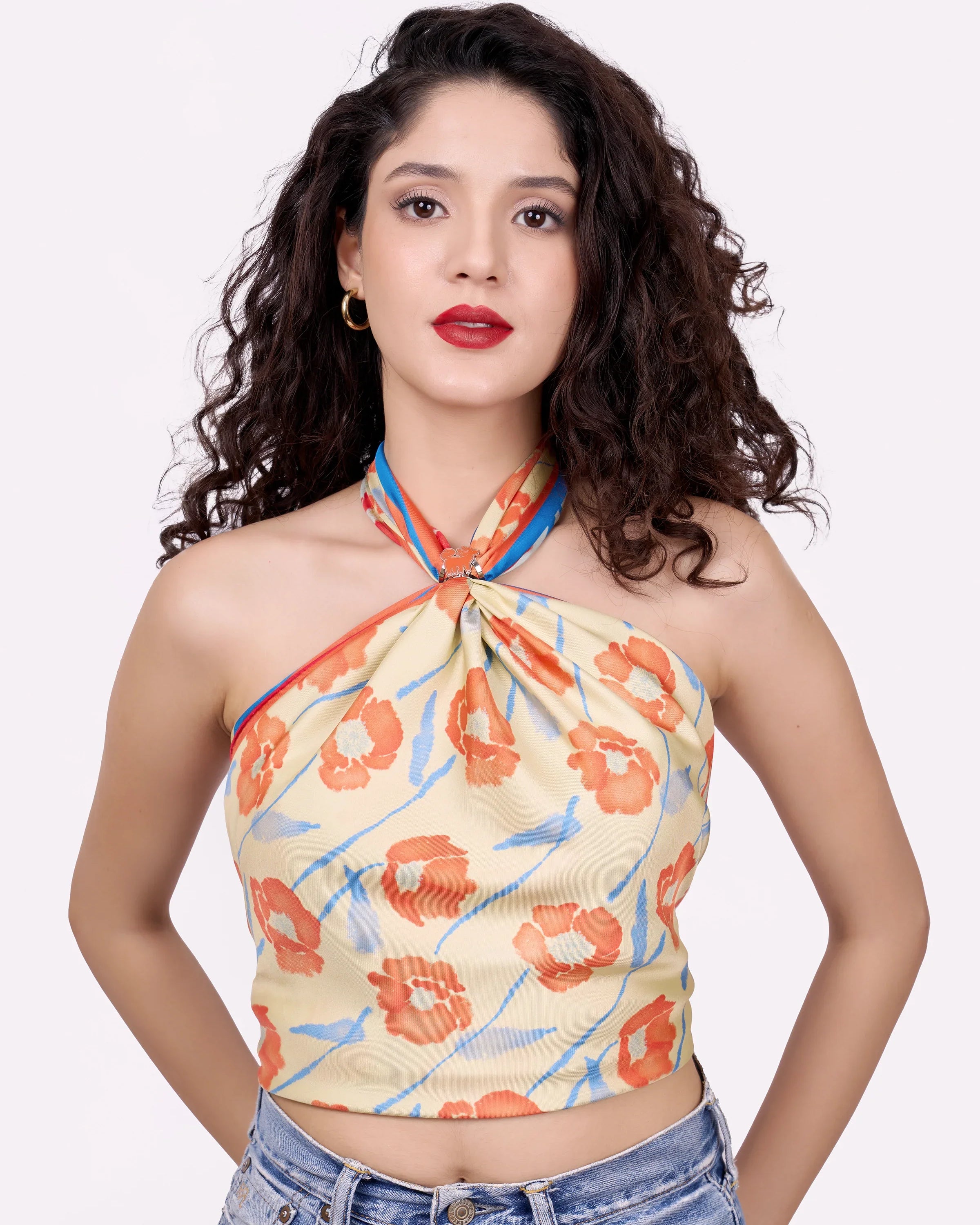 STUDIO QILING | Dancing Poppies Summer Mist Double Side Silk Scarf 100