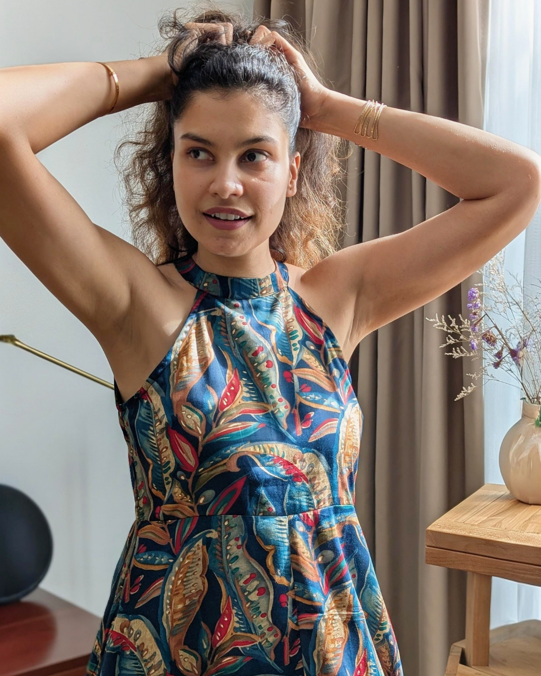 NIMBU | Eden Skyfall Women's Short Halter in Midnight Blue in Muslin Cotton