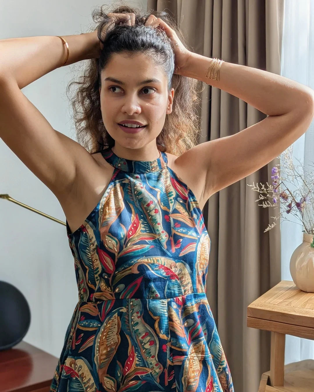 NIMBU | Eden Skyfall Women's Short Halter in Midnight Blue in Muslin Cotton