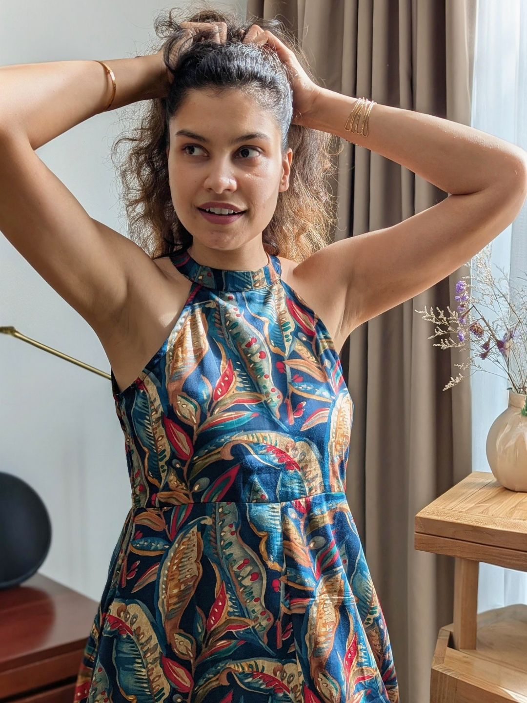 NIMBU | Eden Skyfall Women's Short Halter in Midnight Blue in Muslin Cotton