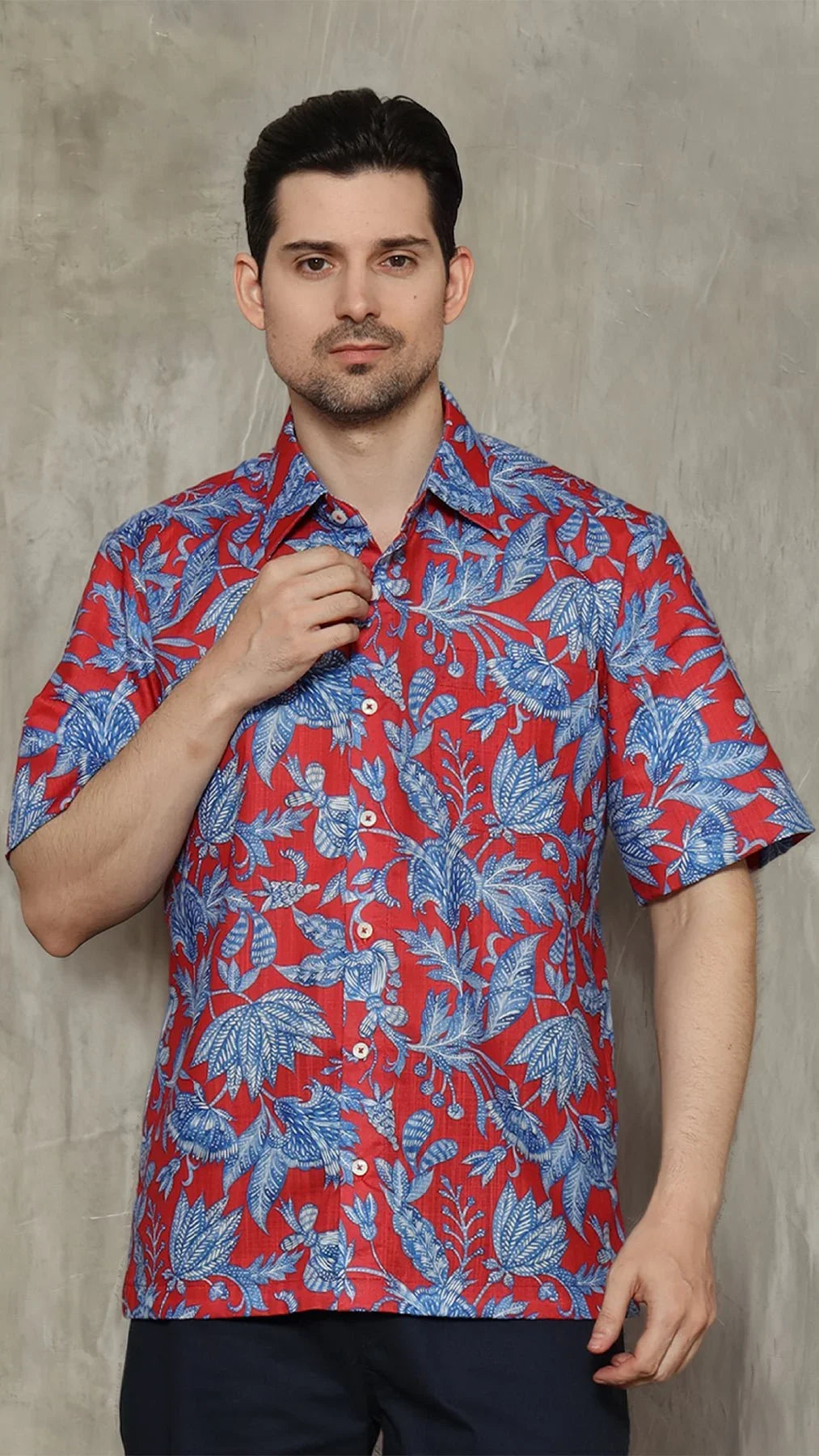 KANZI COLLECTION | Blue Foliage Shirt