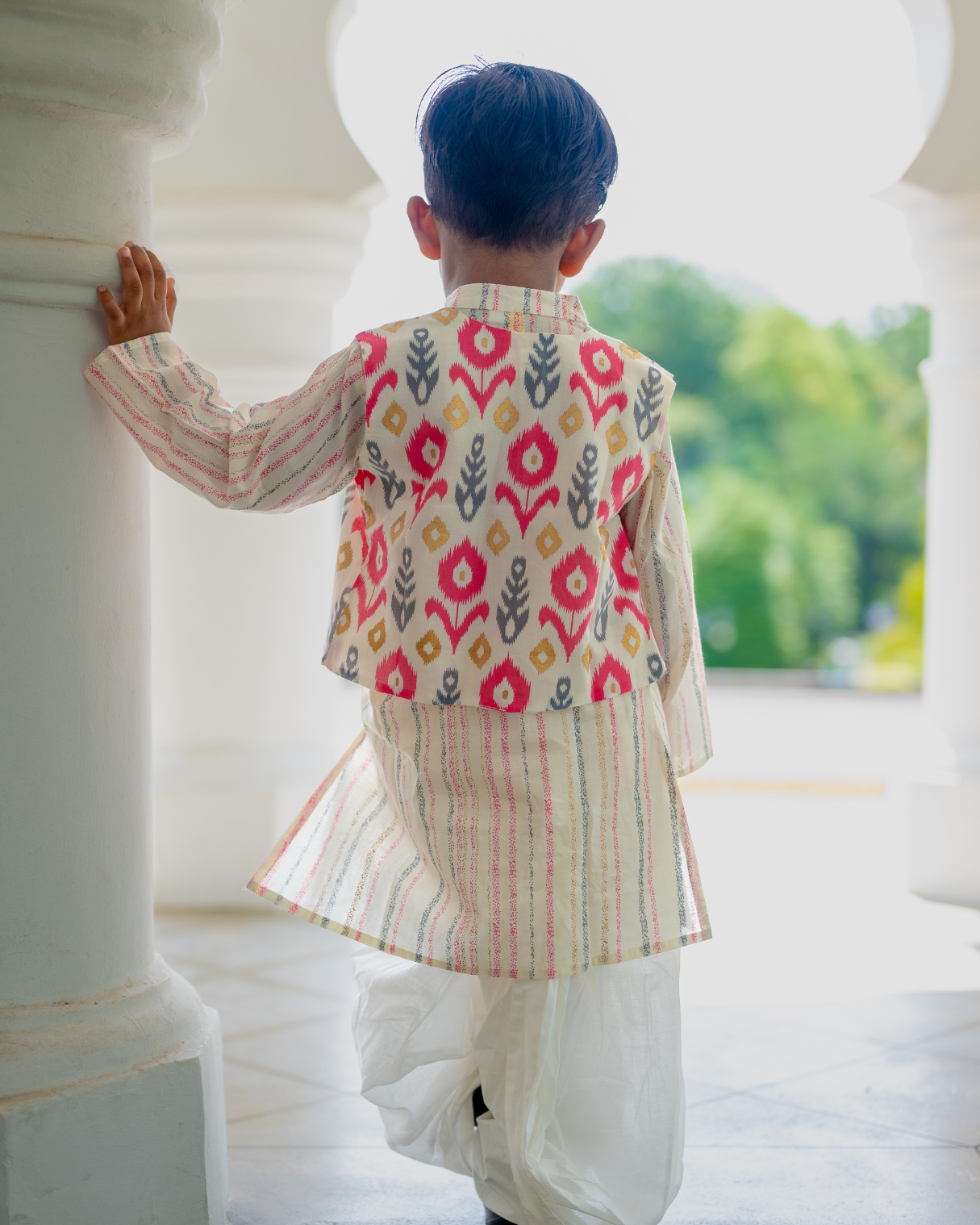NIMBU | Gul Pink Boys Kurta Dhoti Jacket in Cotton