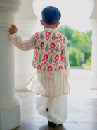NIMBU | Gul Pink Boys Kurta Dhoti Jacket in Cotton