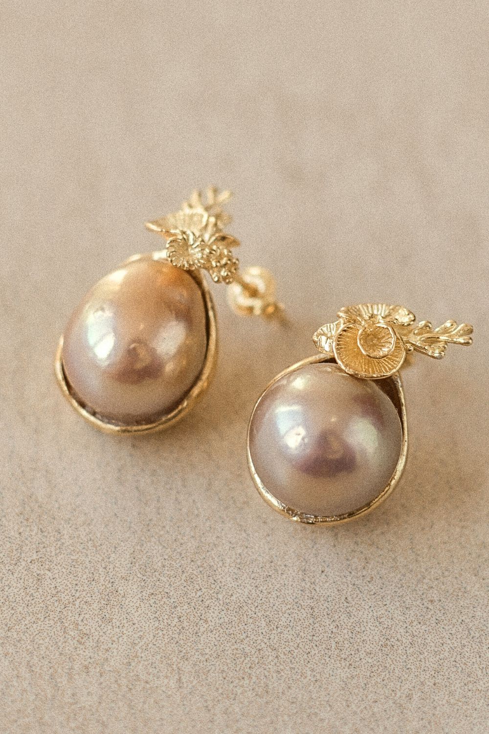 CREATIVE JEWELLERY STUDIO | Baroque Edison Pearl, Gold Plated Silver Stud Earrings by Satine Gems Jewelry