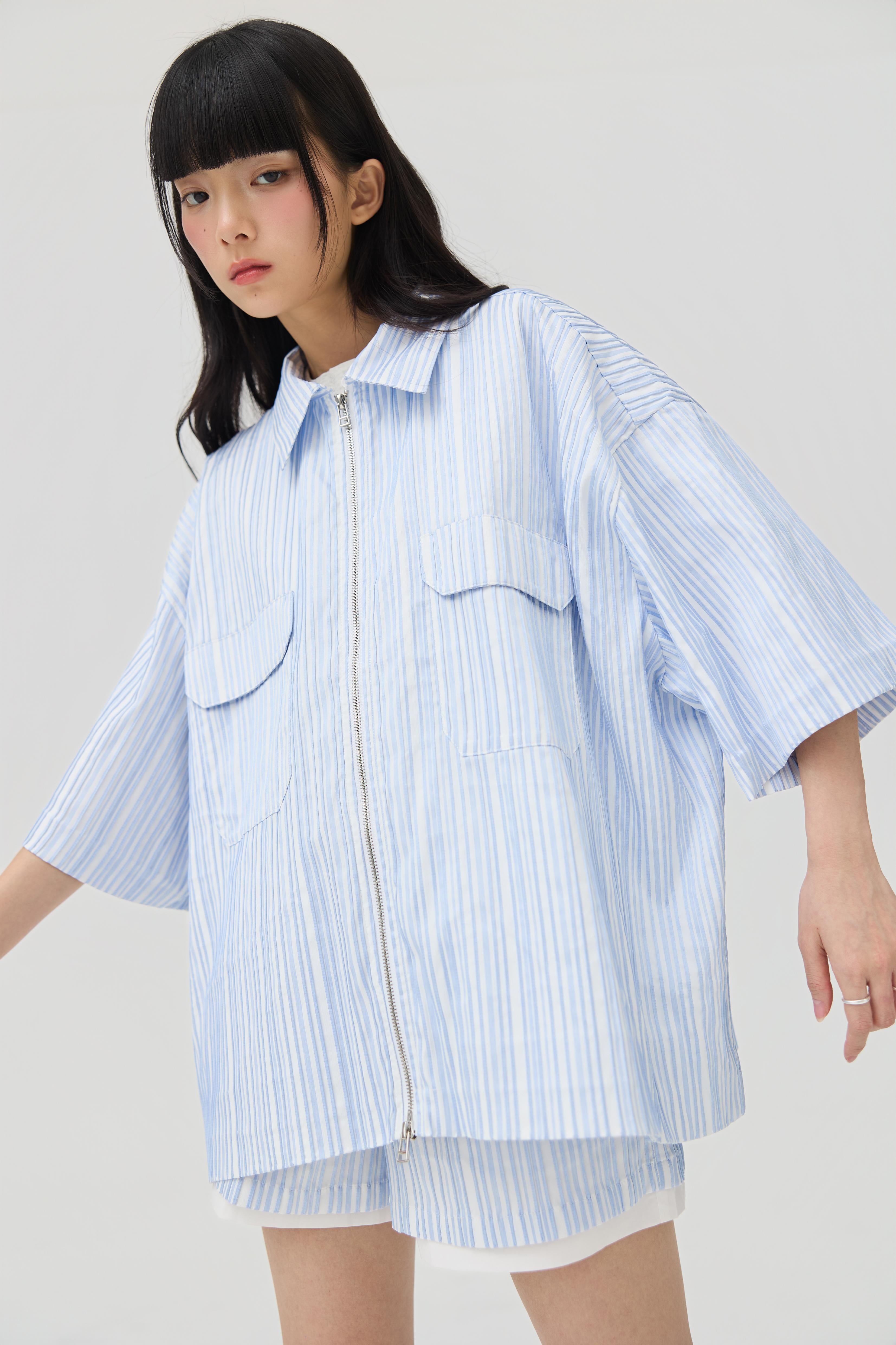 3EIGHTH | Fuwa Jacket In Blue Seersucker