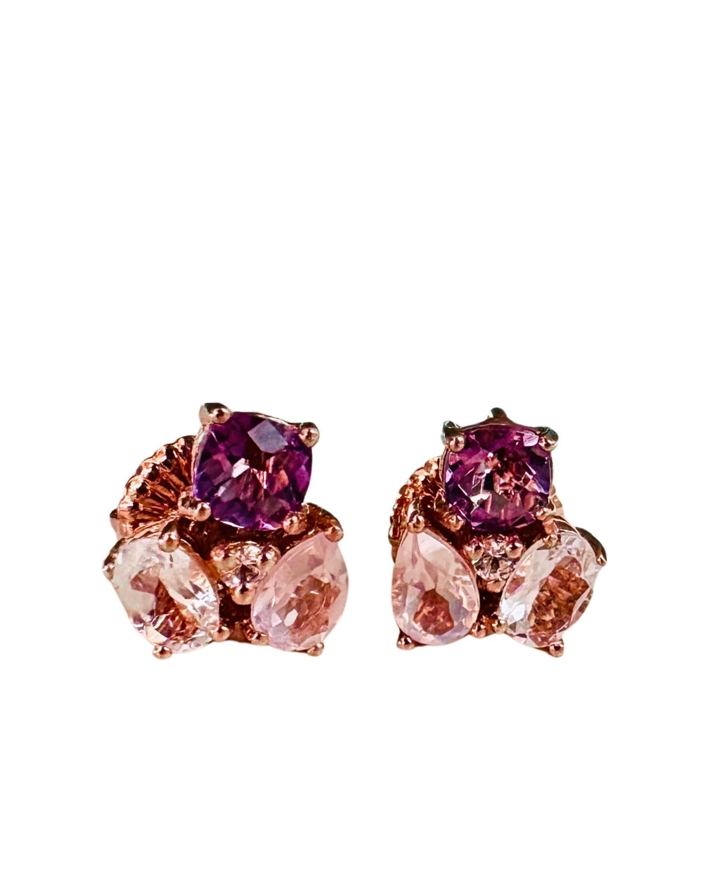 CREATIVE JEWELLERY STUDIO | Amethyst, Topaz & Rose Quartz, Rose Gold Plated Silver Earrings by Blissadora