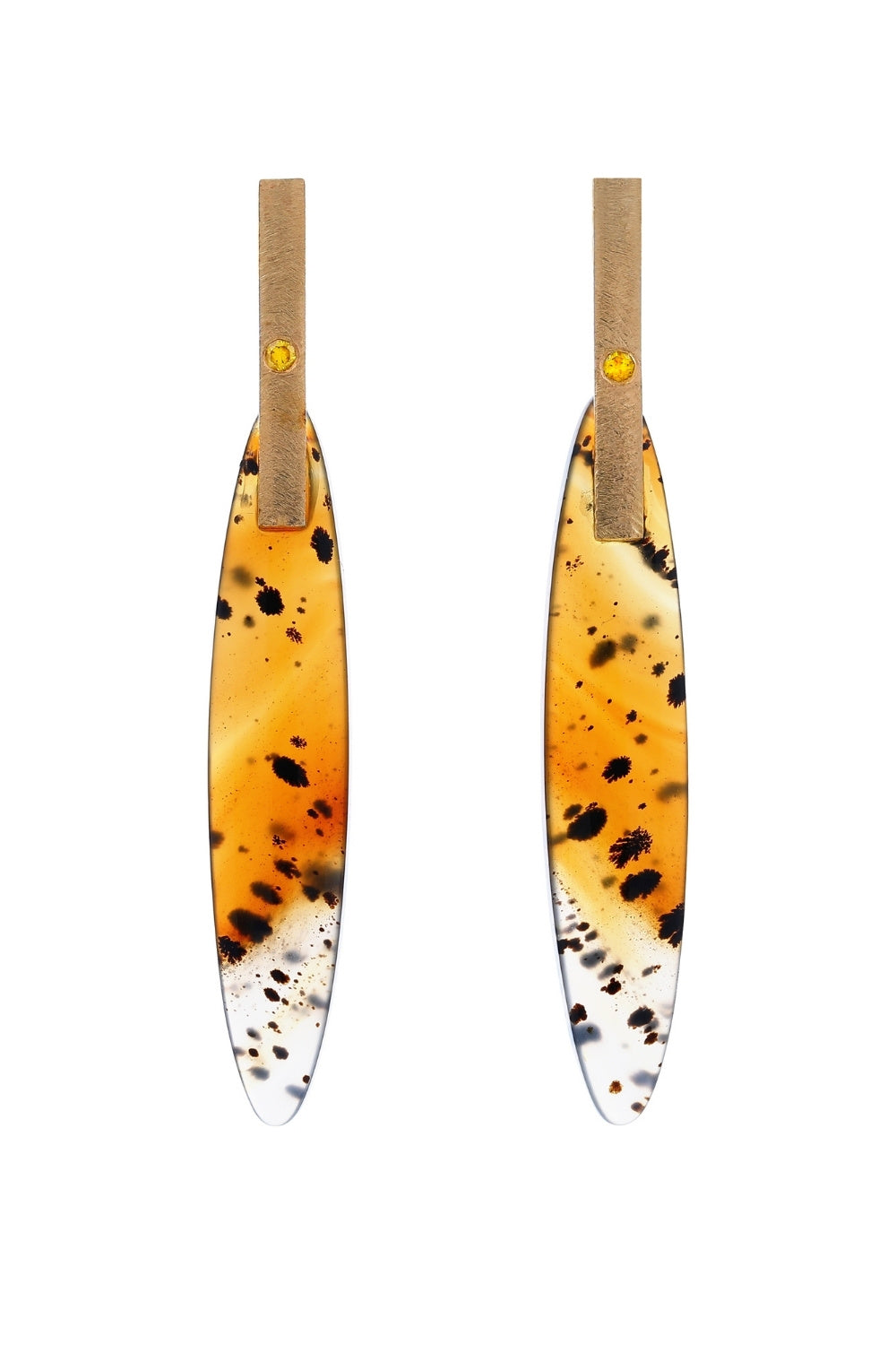 CREATIVE JEWELLERY STUDIO | 18k Gold Montana Agate & Diamond "Unearthing My Life Purpose" Earrings by Arcaza Riezelina