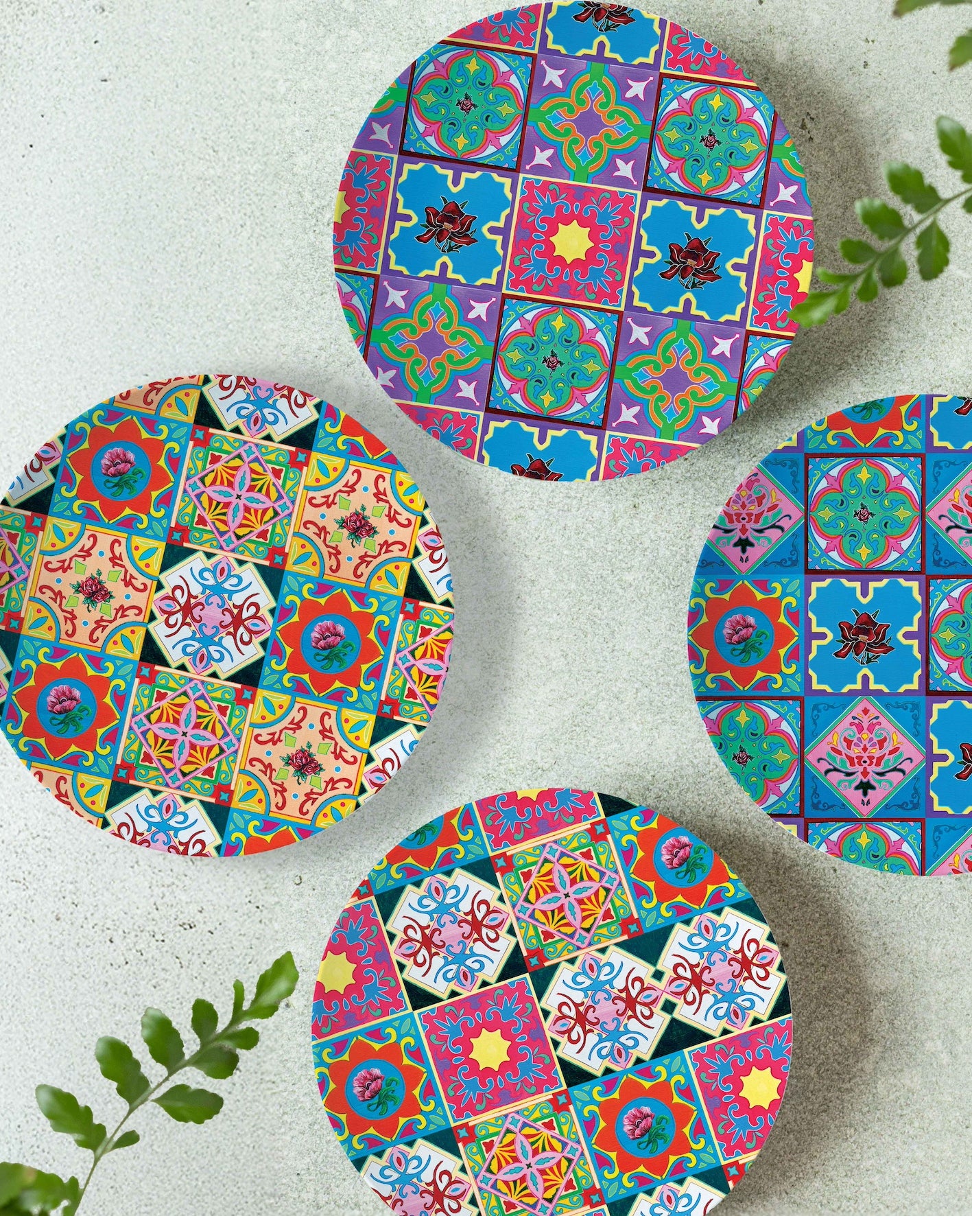 KELLY SER ATELIER | Heritage Tile Bamboo Plates Set