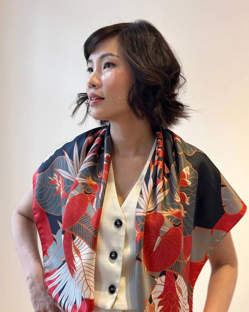 BINARY STYLE | Tropical Party Silk Scarf