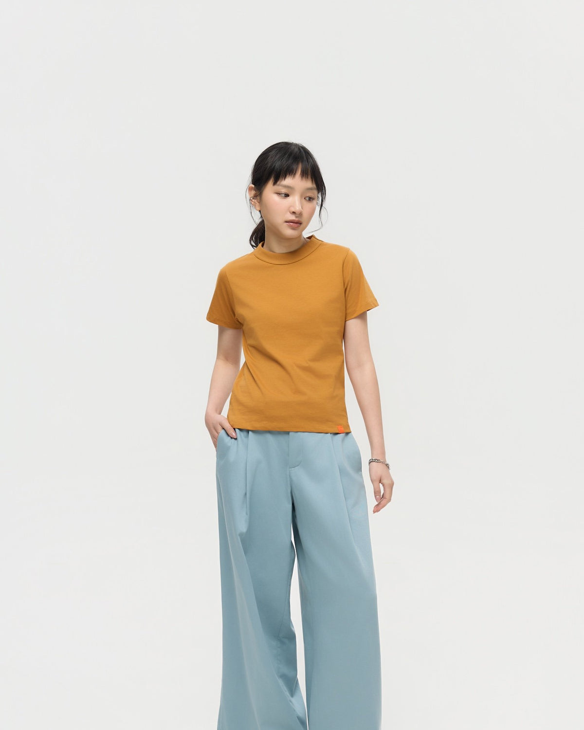 3EIGHTH | Mock Neck Tee in Caramel