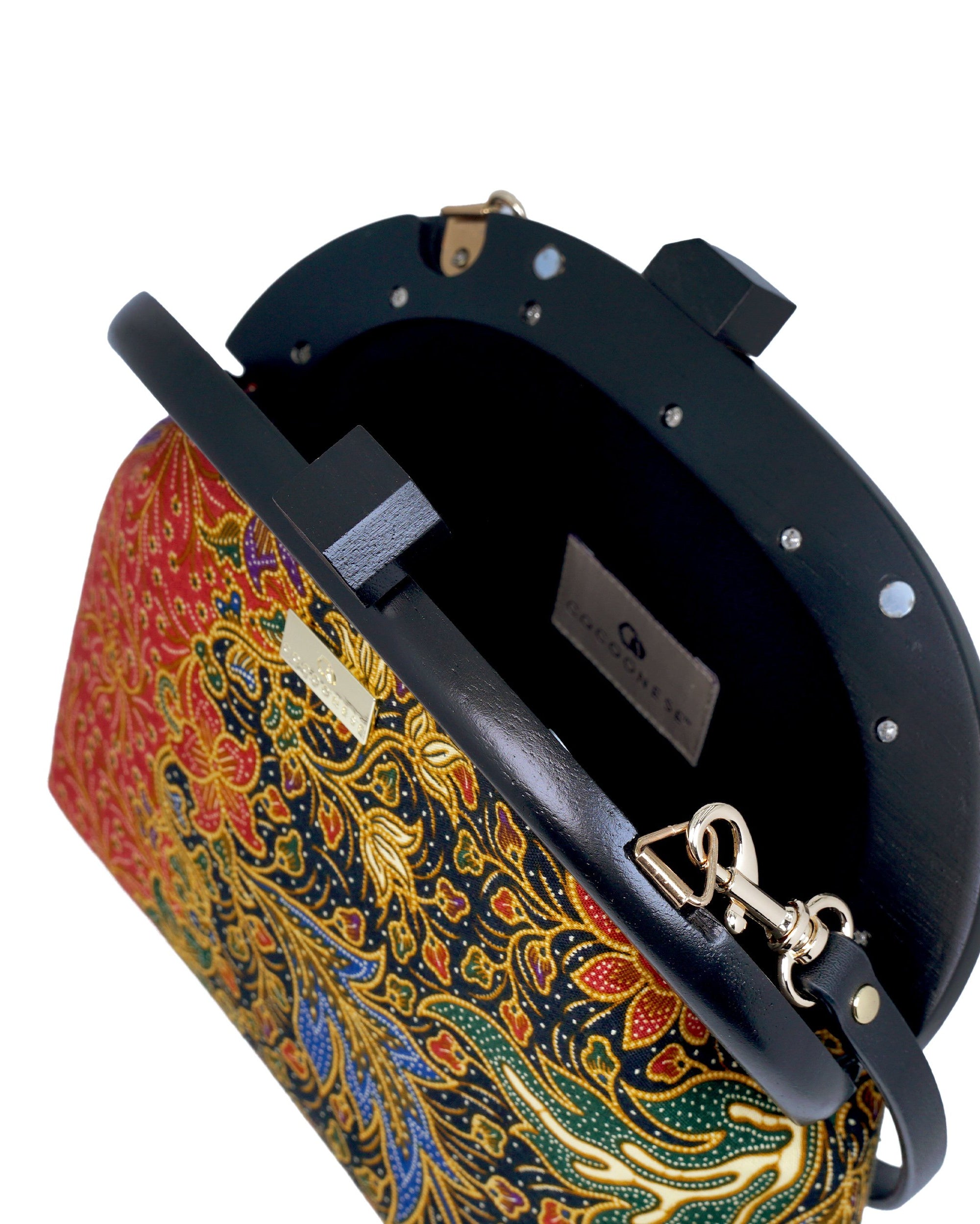 COCOONESE | Round Crossbody Bag With Wooden Frame - Moonlit Garden
