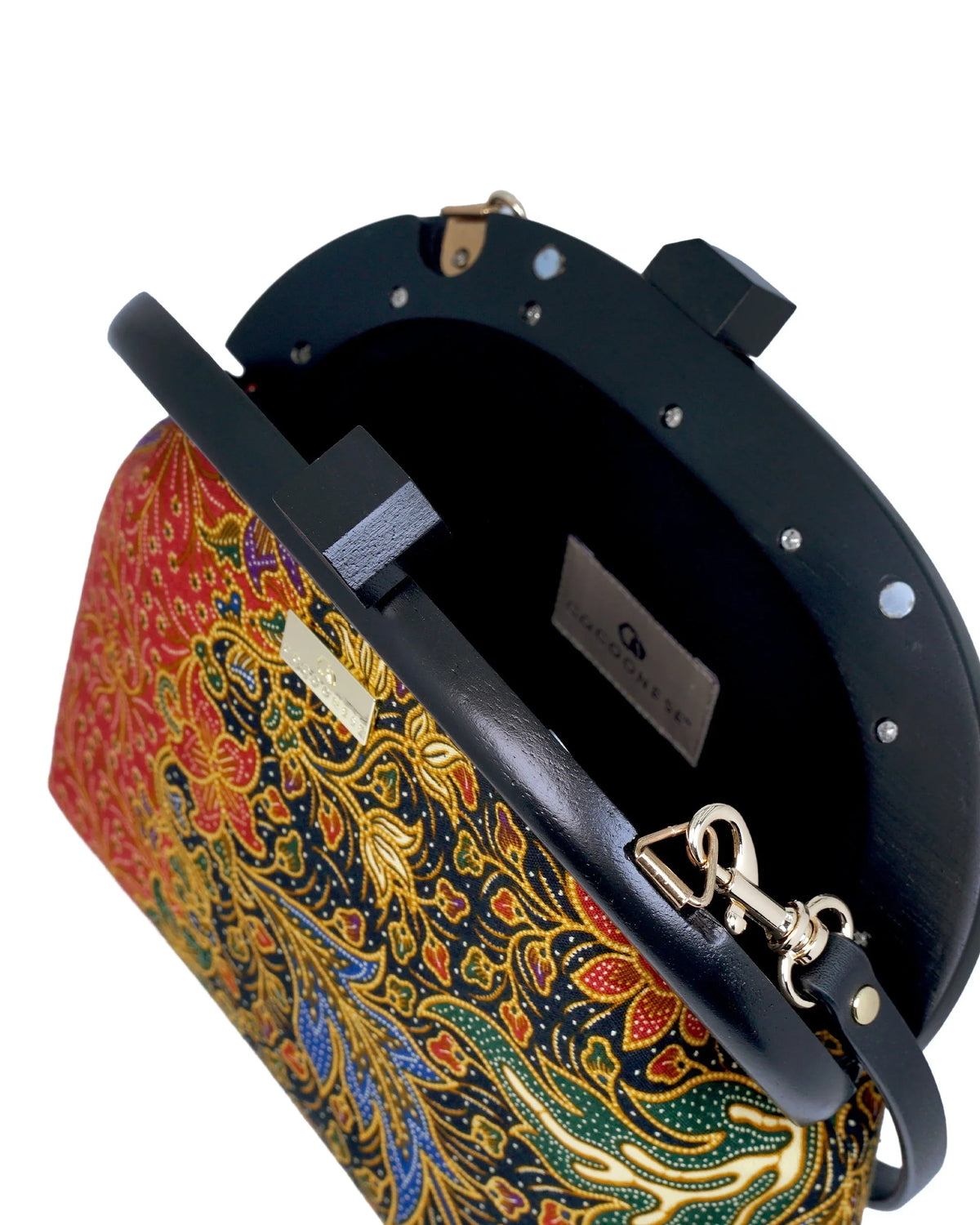 COCOONESE | Round Crossbody Bag With Wooden Frame - Moonlit Garden