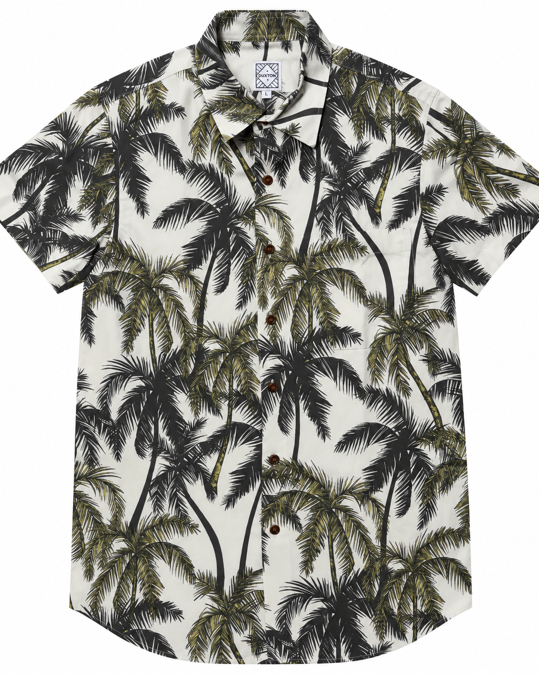 DUXTON | Regular Fit Button Up Shirt | Beach Palms | White
